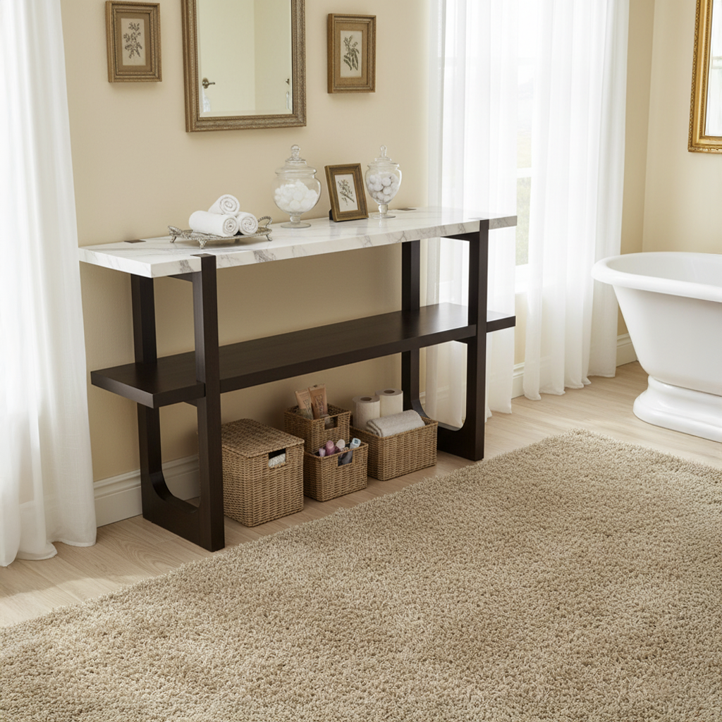 Ravenna Console Table Narrow Entryway Table with Open Shelf, Expresso Brown