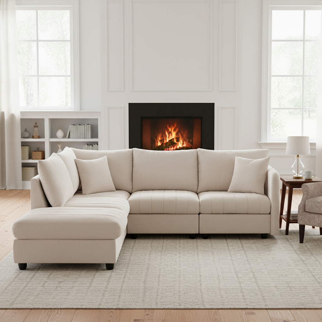 Fairbanks L-shaped Modular Sectional Sofa with Ottoman