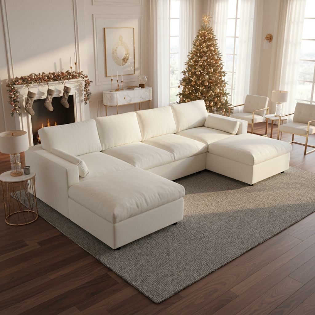 Madison U-Shaped Modular Sectional Sofa with Ottomans