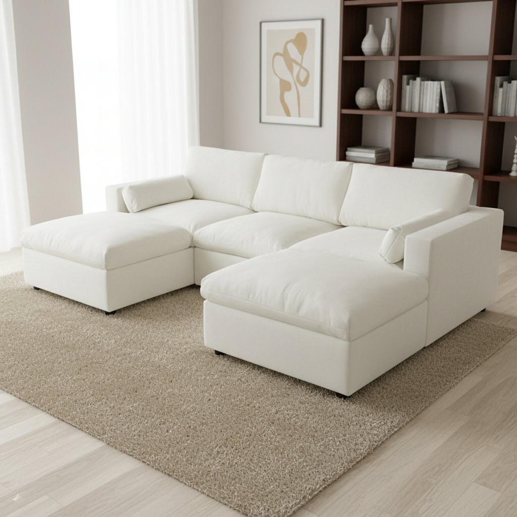 Madison U-Shaped Modular Sectional Sofa with Ottomans
