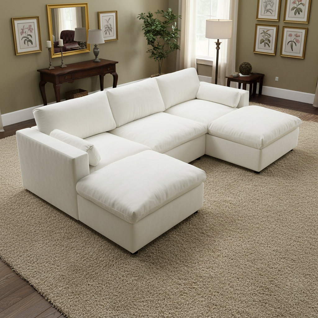 Madison U-Shaped Modular Sectional Sofa with Ottomans