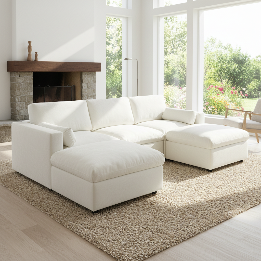 Madison U-Shaped Modular Sectional Sofa with Ottomans