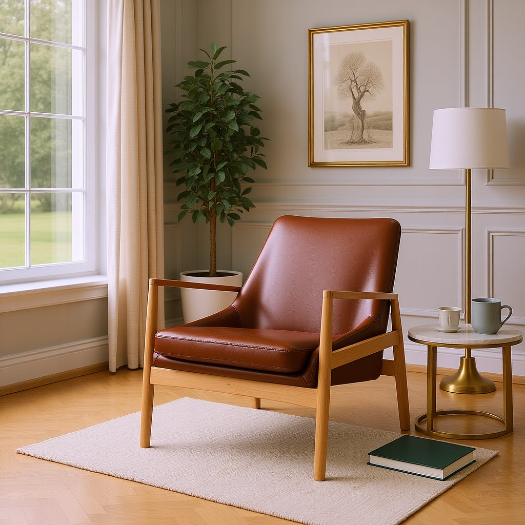 Shenandoah Mid Century PU Leather Accent ChairPU Leather Accent Chair
