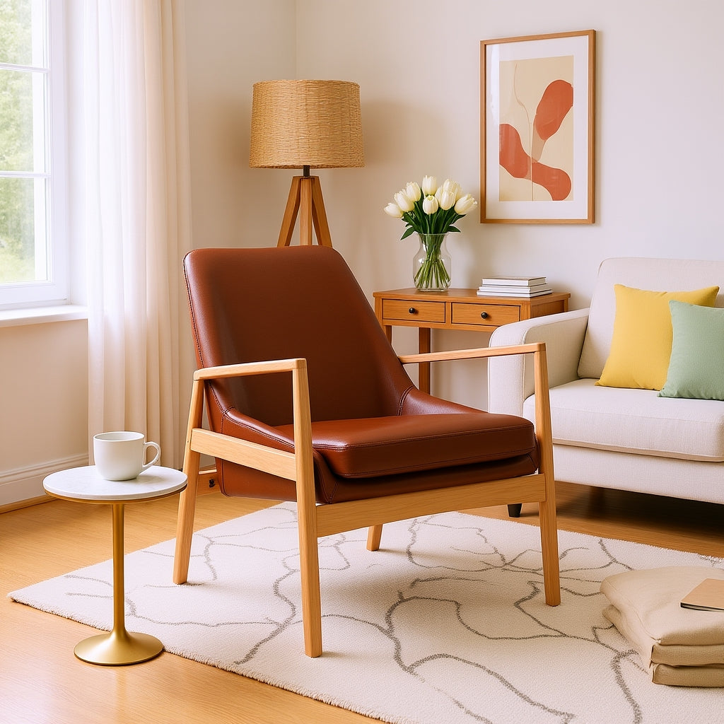 Shenandoah Mid Century PU Leather Accent ChairPU Leather Accent Chair