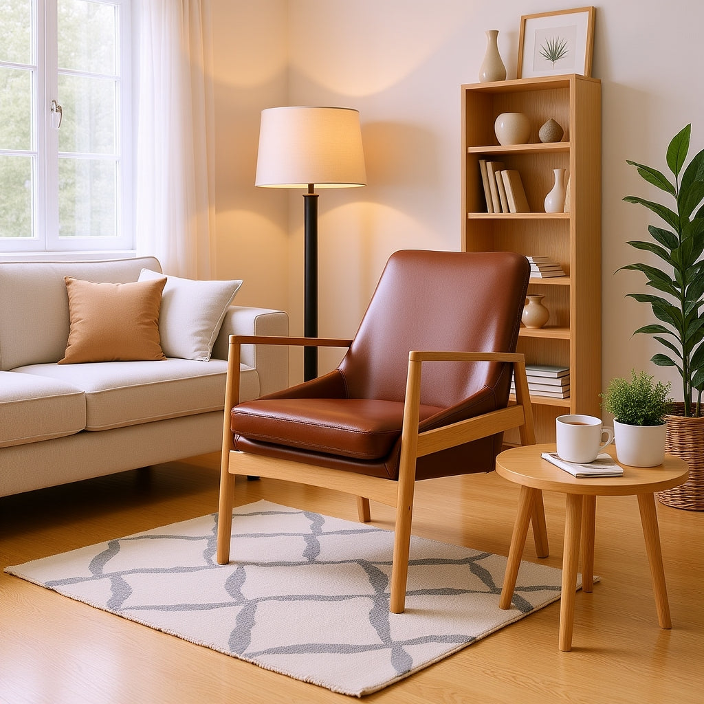 Shenandoah Mid Century PU Leather Accent ChairPU Leather Accent Chair