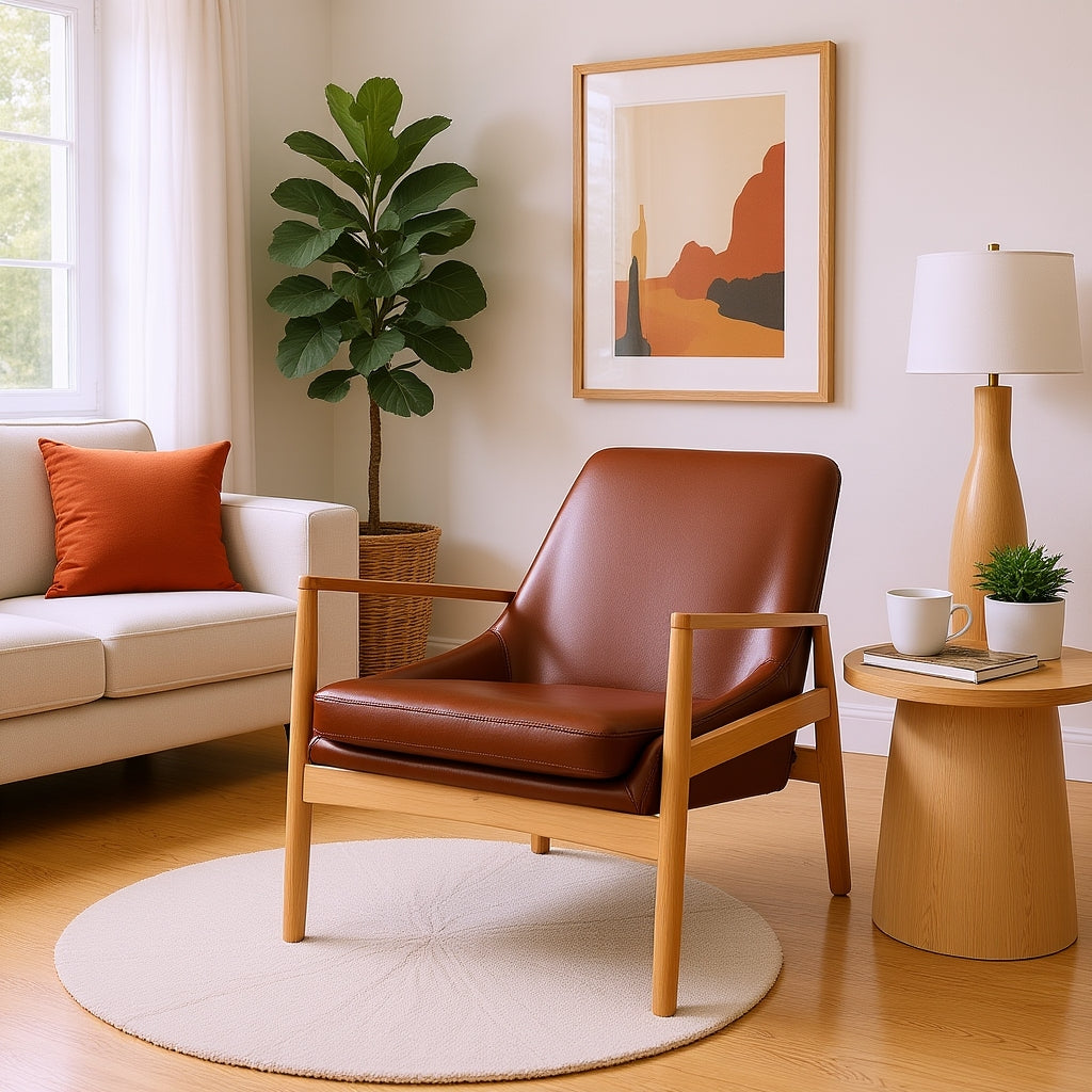 Shenandoah Mid Century PU Leather Accent ChairPU Leather Accent Chair