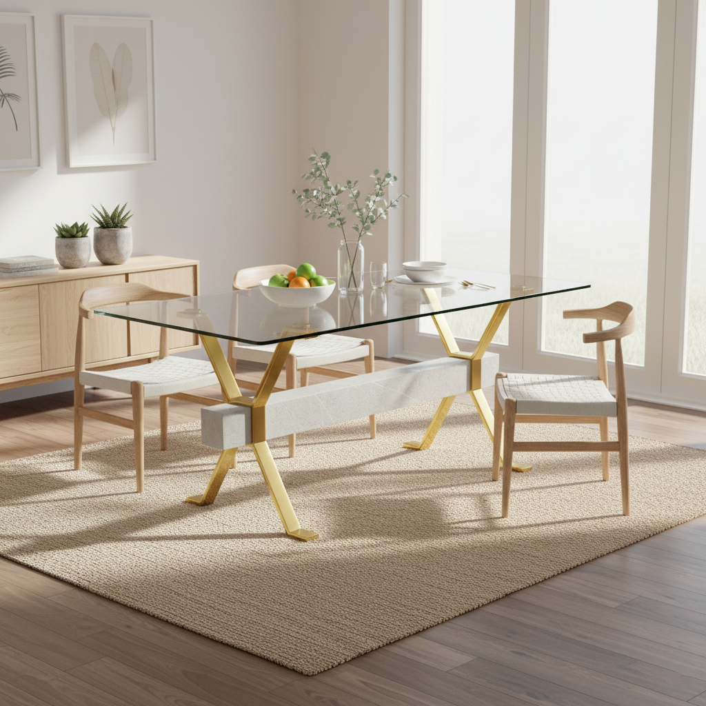 Nile 71inch Tempered Glass Dining Table