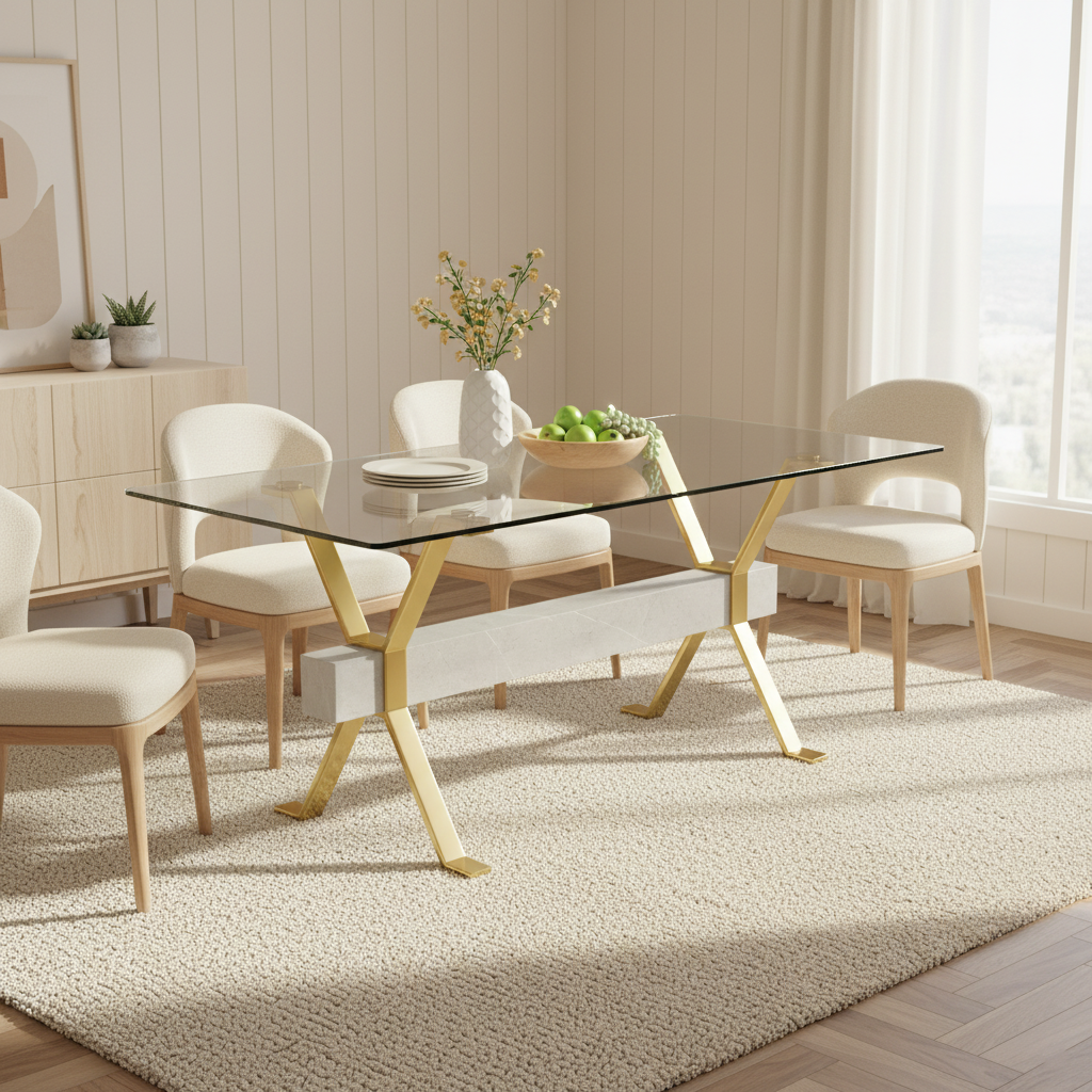 Nile 71inch Tempered Glass Dining Table