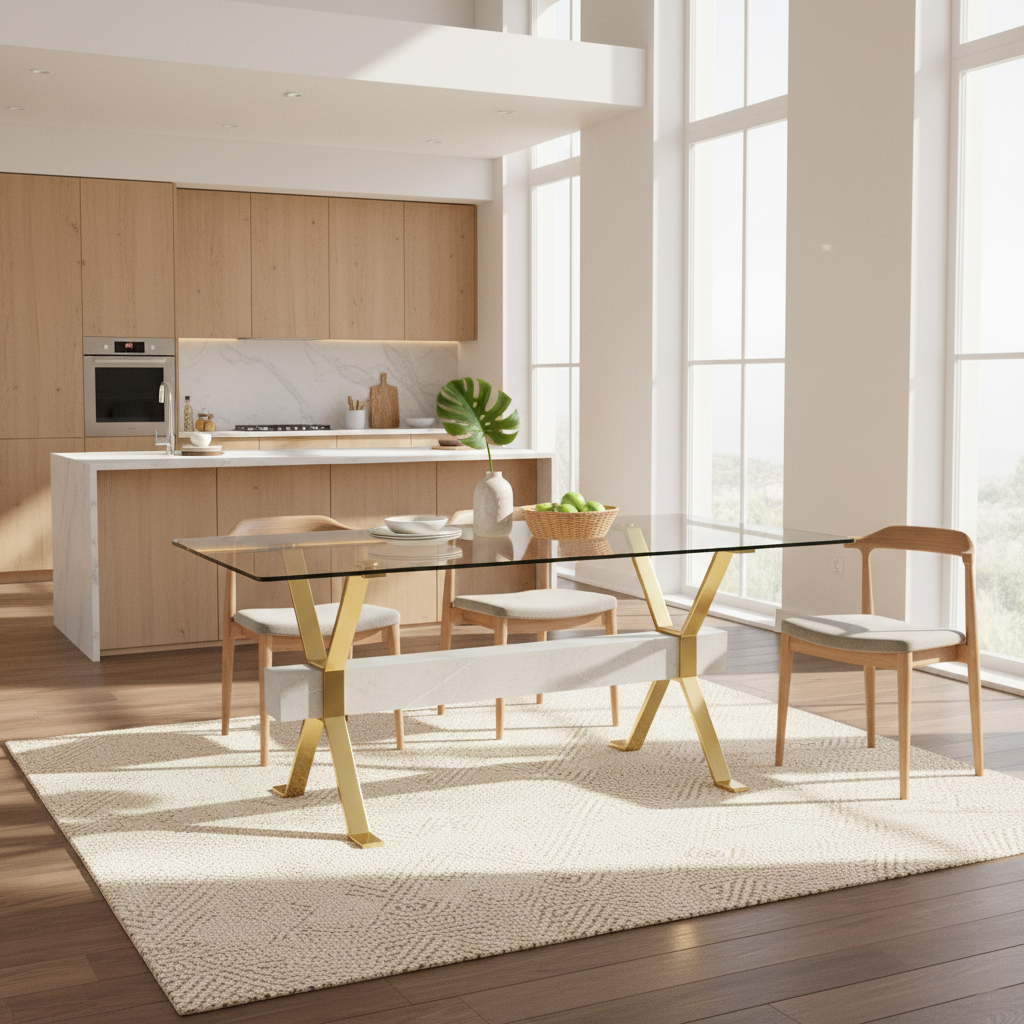 Nile 71inch Tempered Glass Dining Table