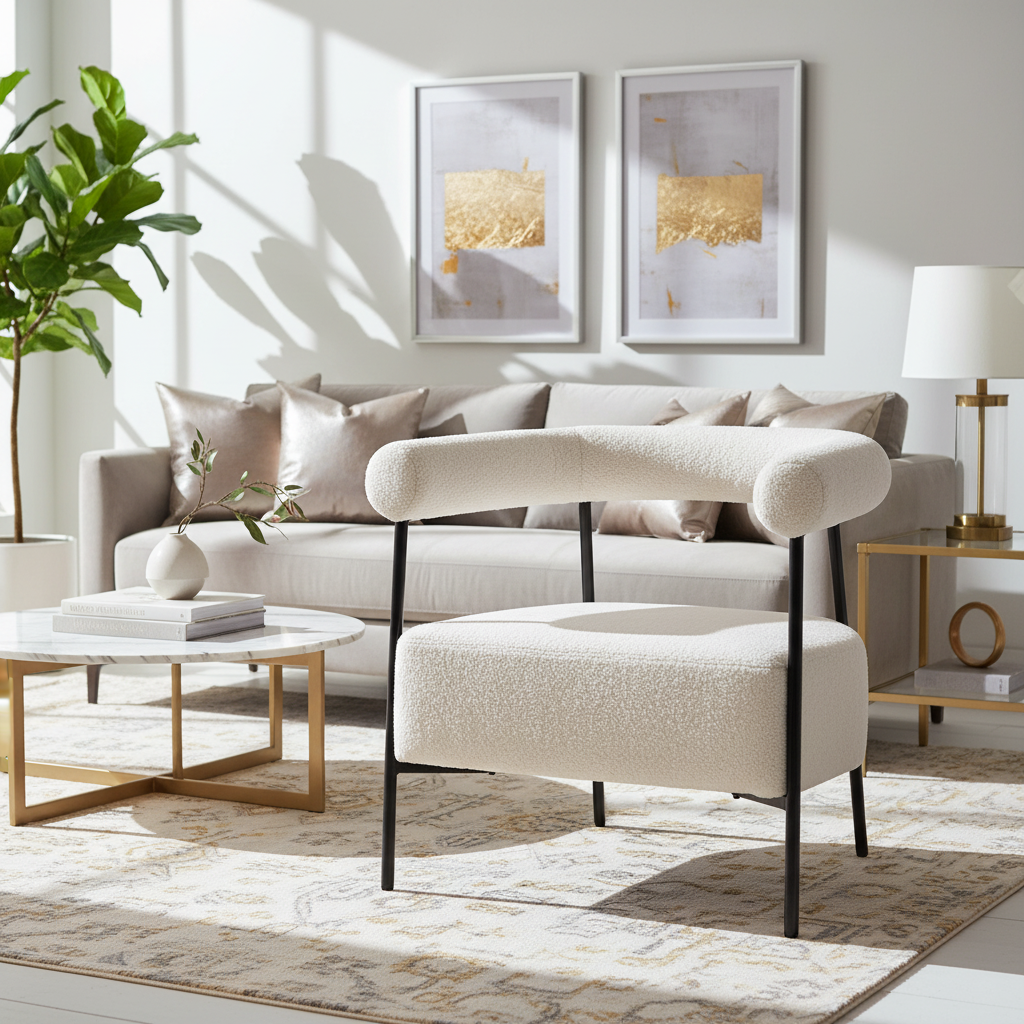 Kenai Boucle Fabric Upholstered Accent Chair