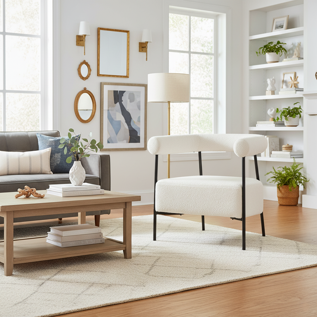 Kenai Boucle Fabric Upholstered Accent Chair