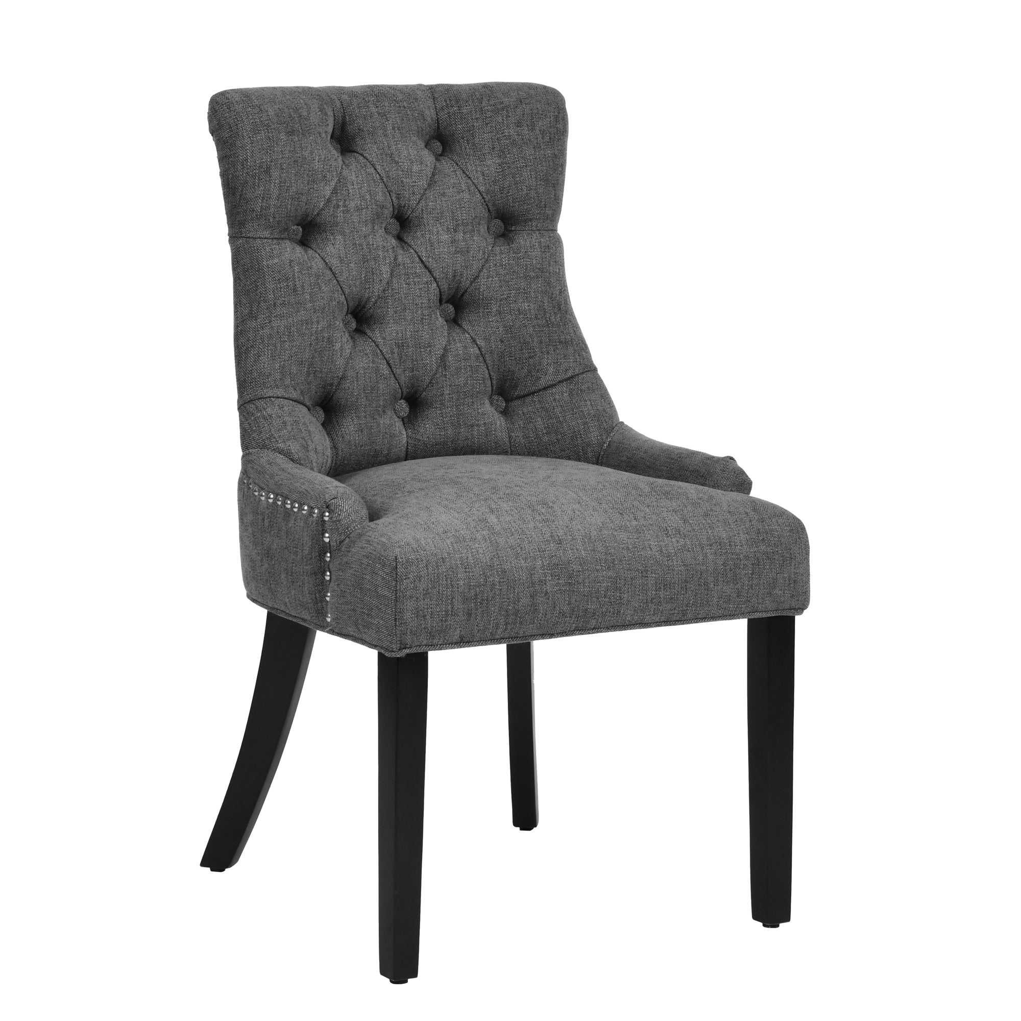 NUTTON Upholstered Tufted Back Dining Chair Set of 2 with Curved Legs