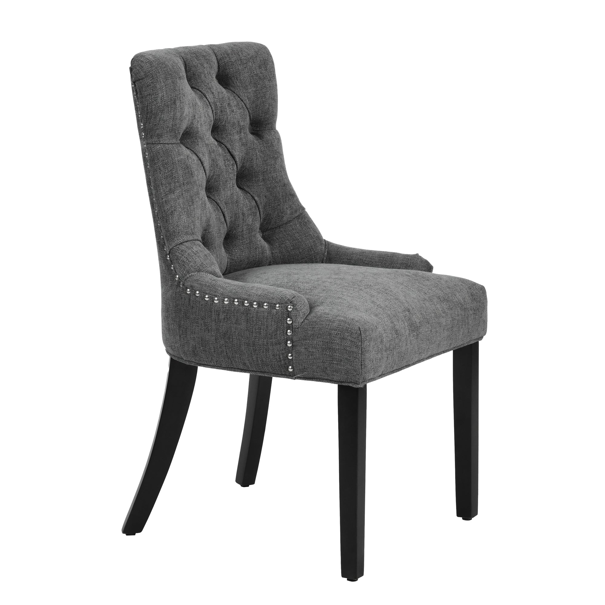 NUTTON Upholstered Tufted Back Dining Chair Set of 2 with Curved Legs