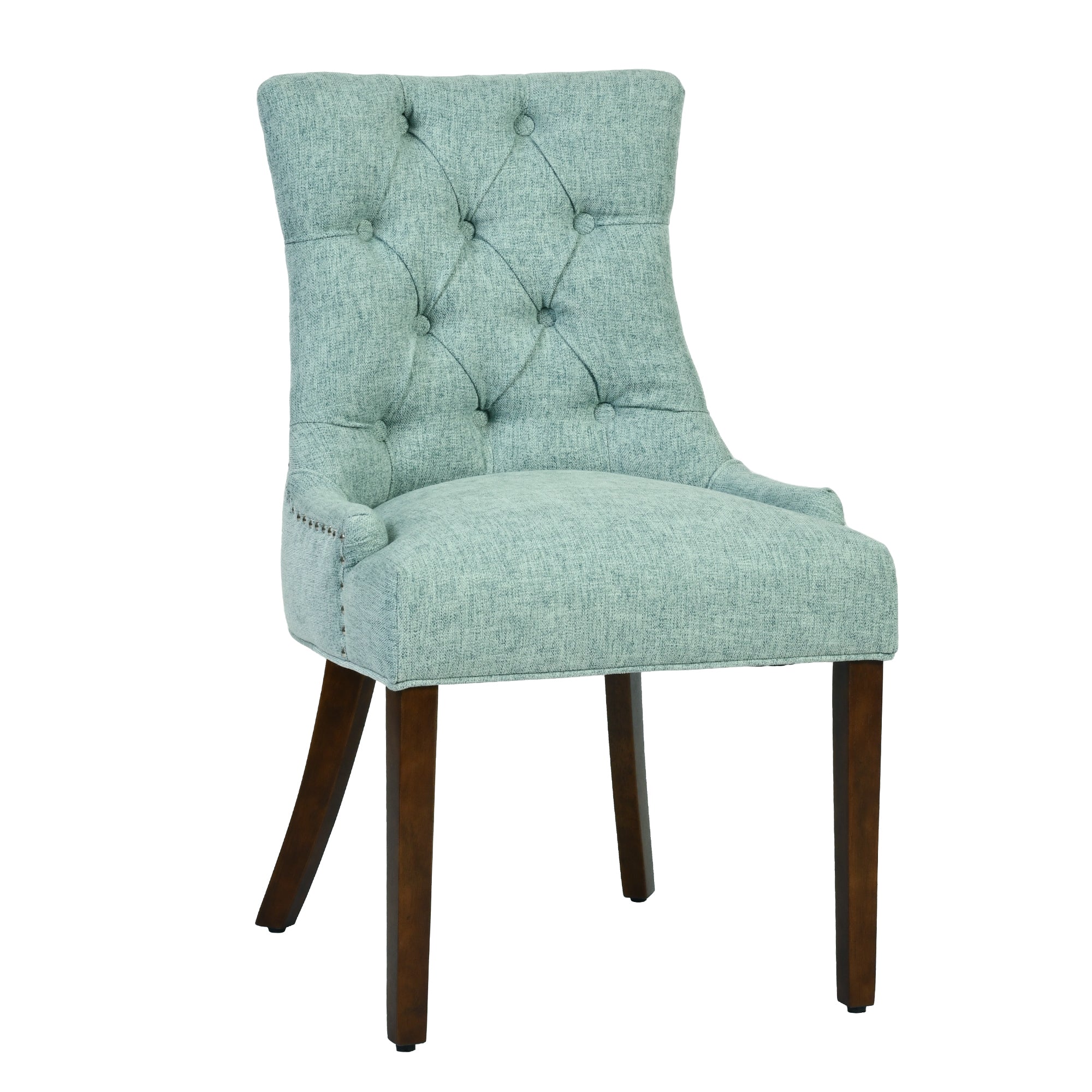 NUTTON Upholstered Tufted Back Dining Chair Set of 2 with Curved Legs