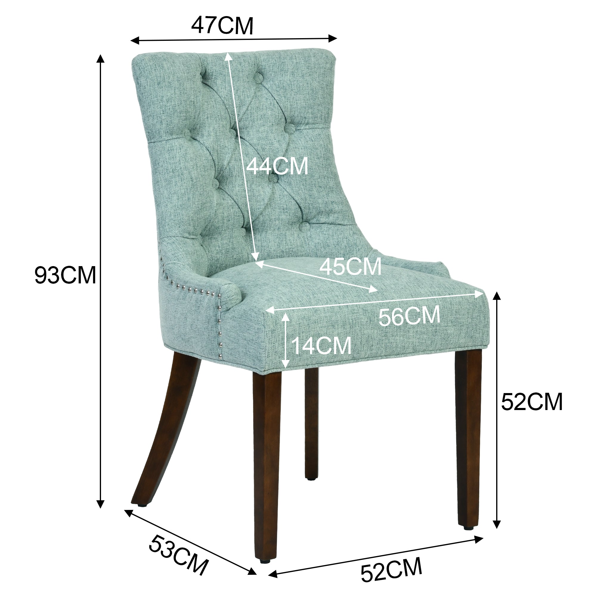 NUTTON Upholstered Tufted Back Dining Chair Set of 2 with Curved Legs