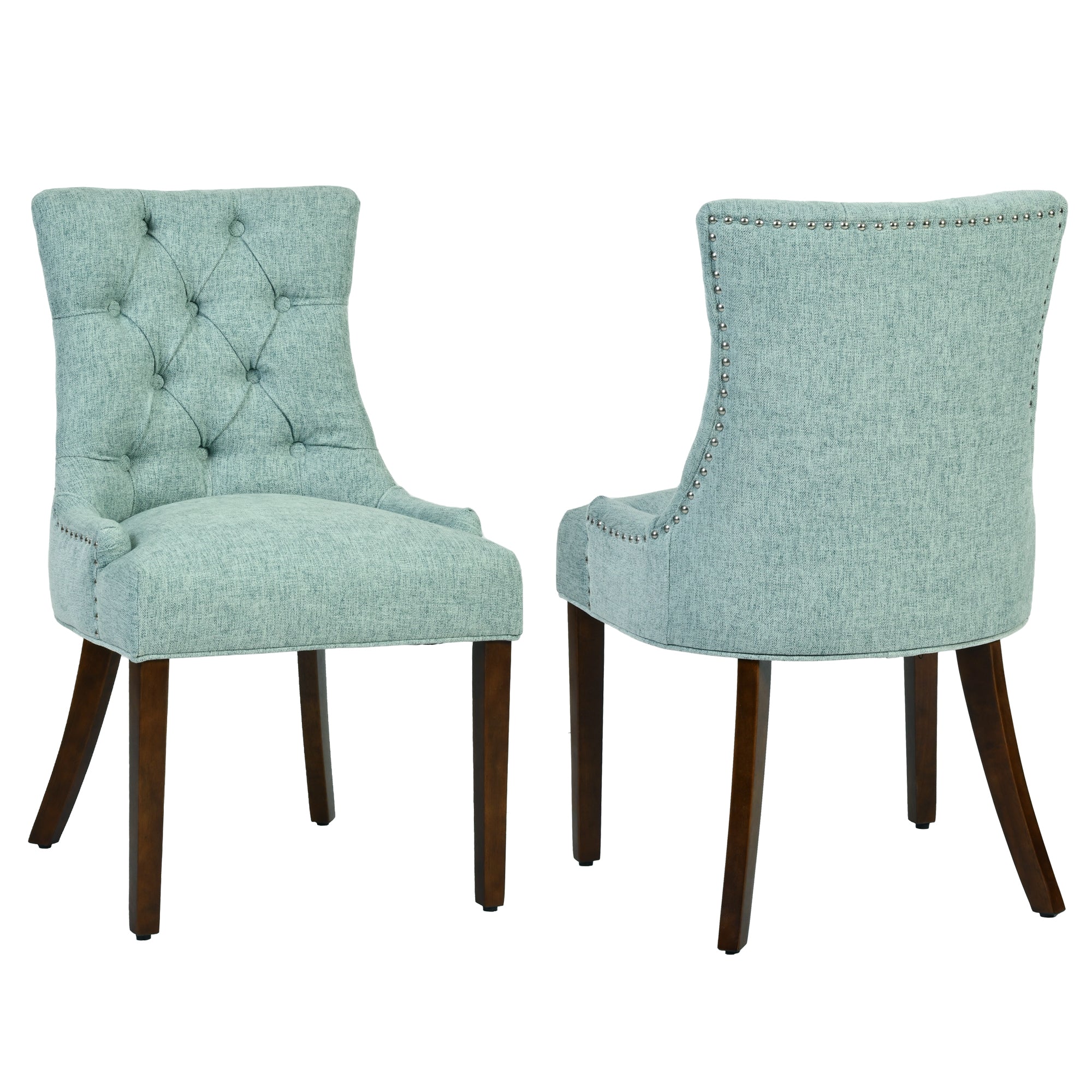 NUTTON Upholstered Tufted Back Dining Chair Set of 2 with Curved Legs