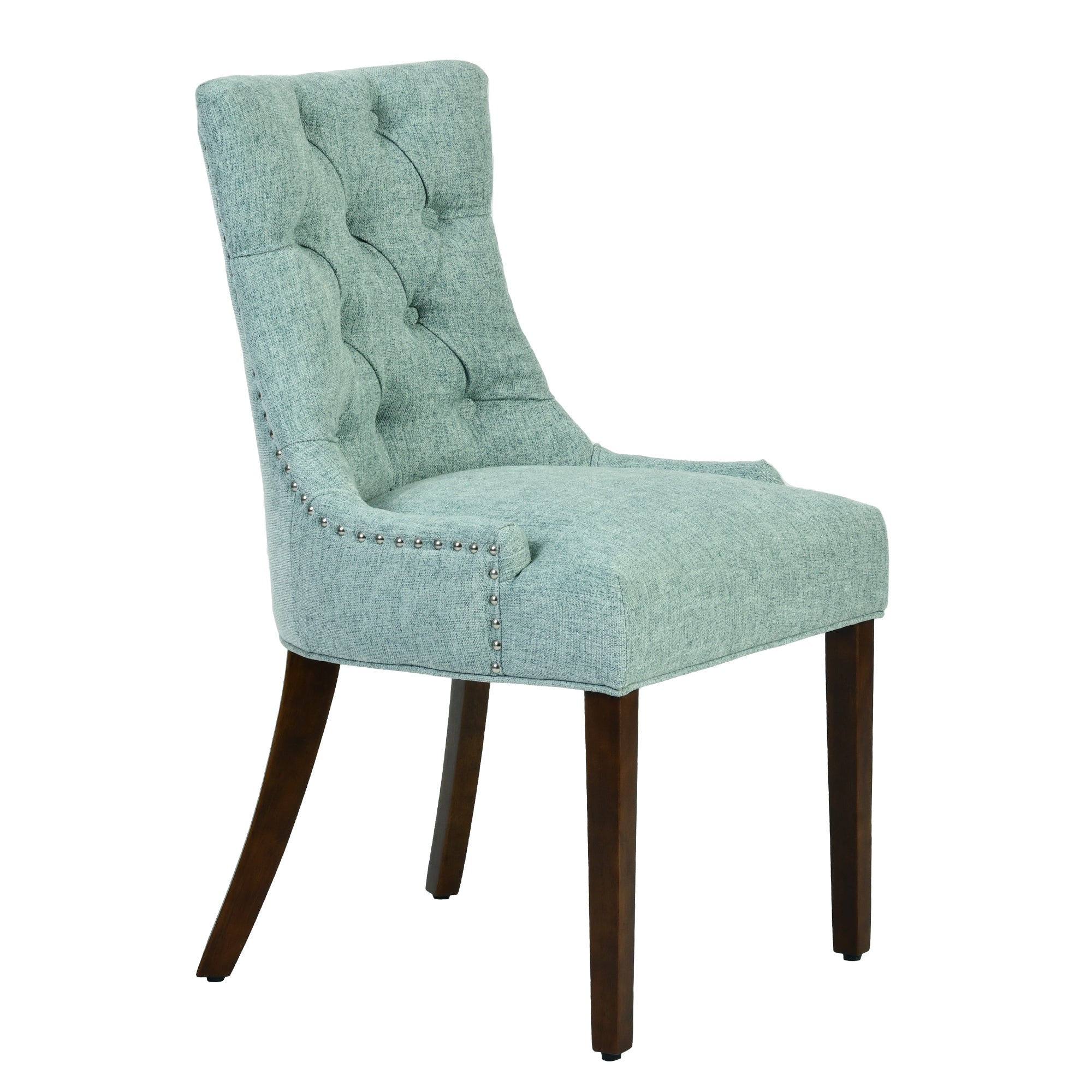 NUTTON Upholstered Tufted Back Dining Chair Set of 2 with Curved Legs