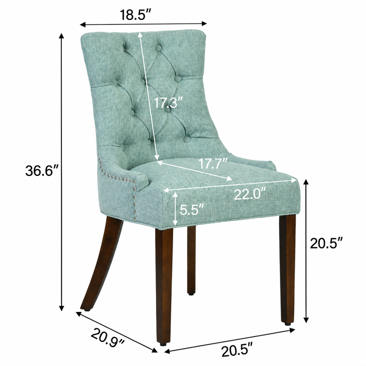 Homy Casa Nutton Aloe Upholstered Dining Chairs for Kitchen and Dining Room, Set of 2