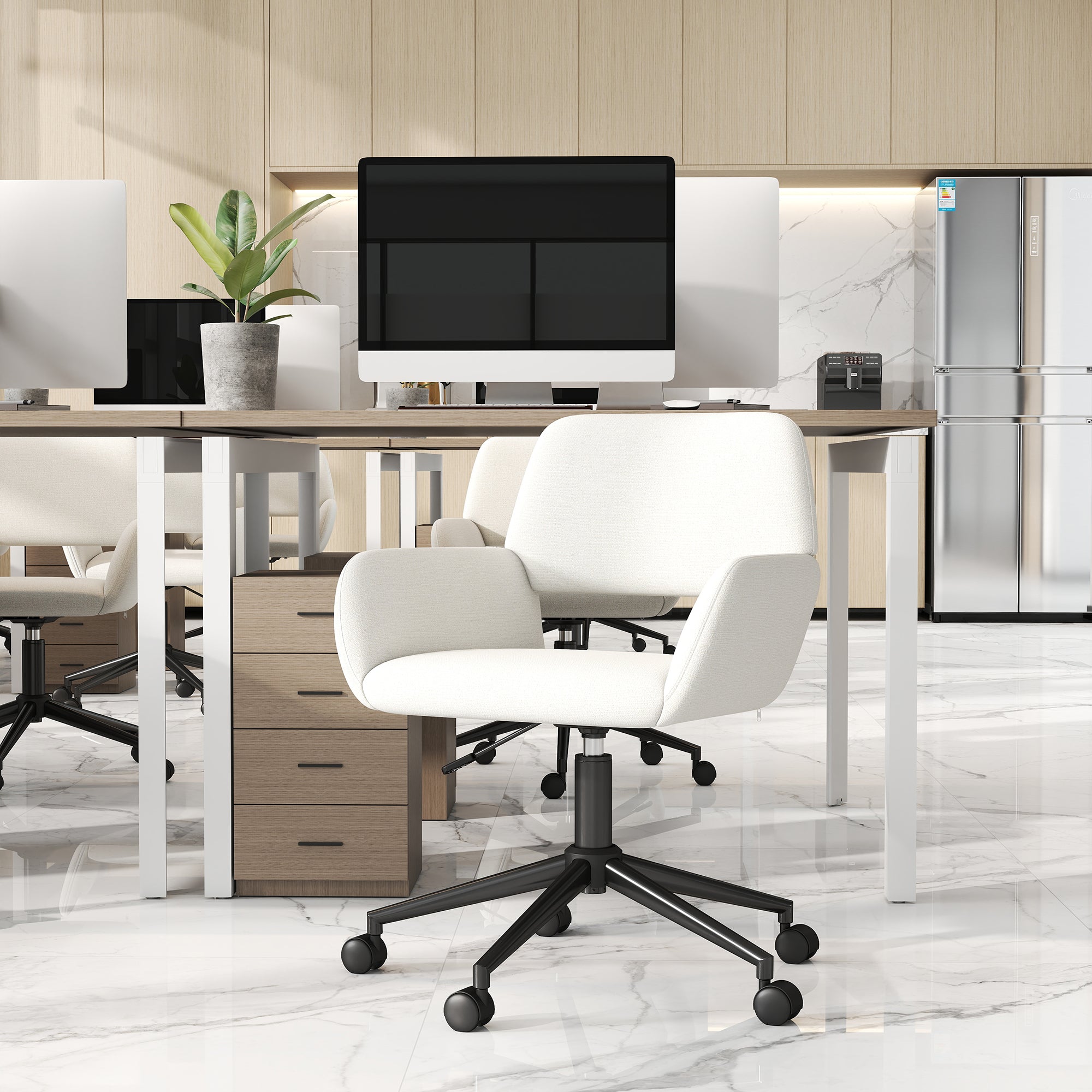 Ross Ergonomic Upholstered Office Chair with Metal Legs