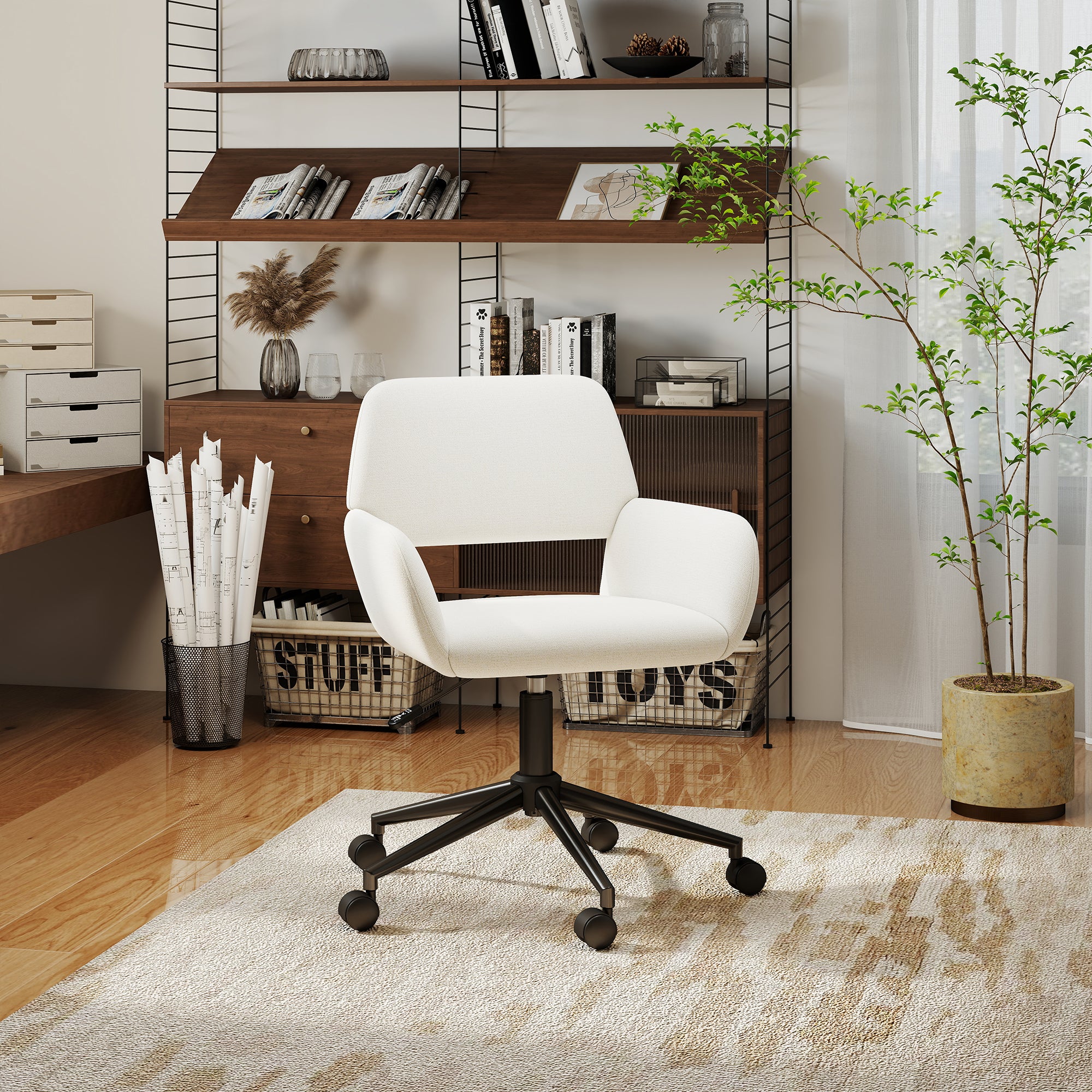 Ross Ergonomic Upholstered Office Chair with Metal Legs