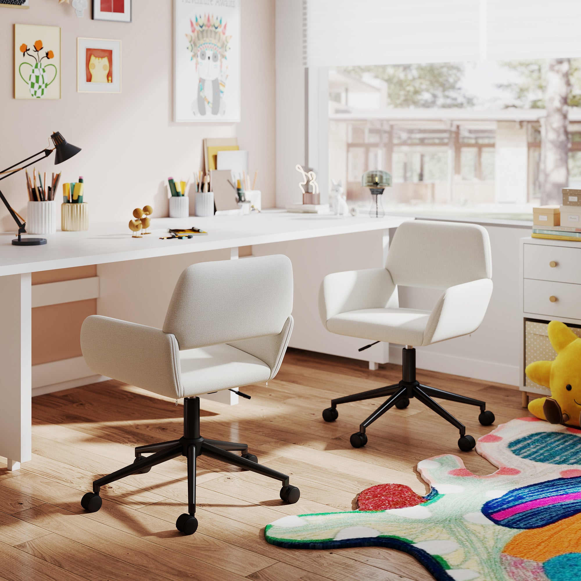 Ross Ergonomic Upholstered Office Chair with Metal Legs – HomyCasa
