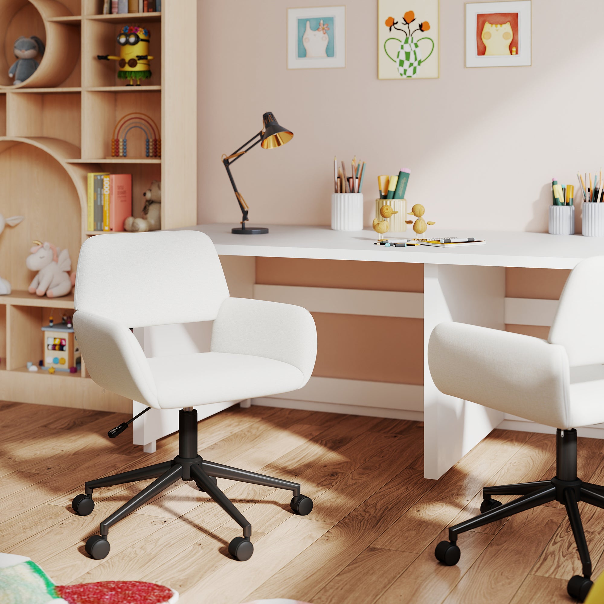 Homy Casa Ross Ergonomic Upholstered Office Chair with Metal Legs
