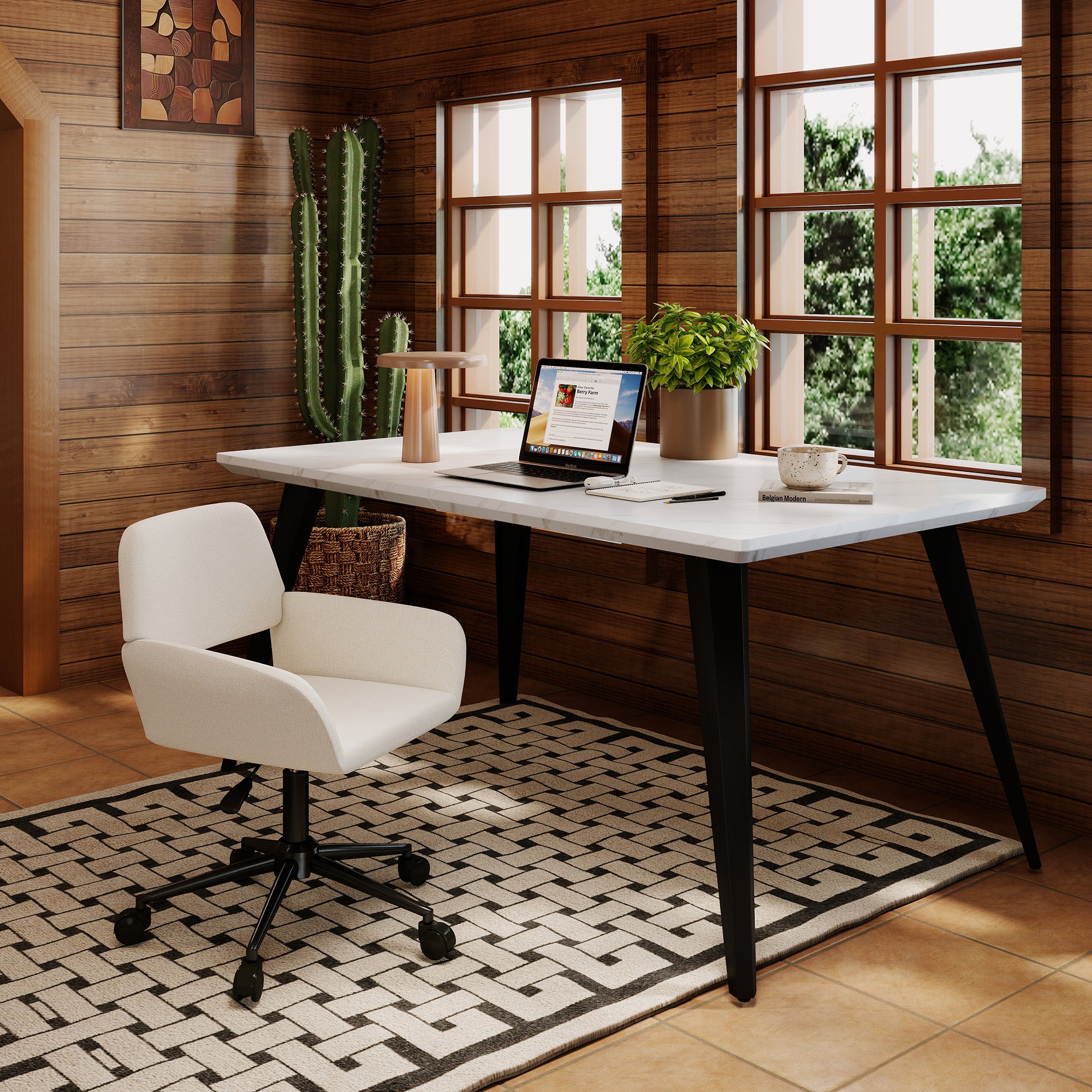 Ross Ergonomic Upholstered Office Chair with Metal Legs – HomyCasa