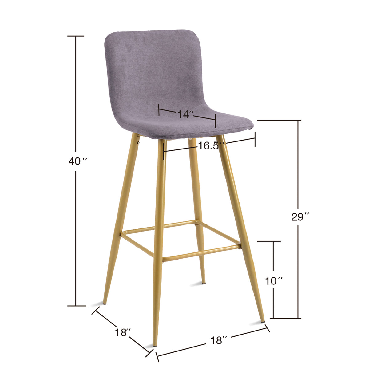 Homy Casa SCARGILL 30" Swivel Bar Stool, Dark Grey with Gold Legs Open Box
