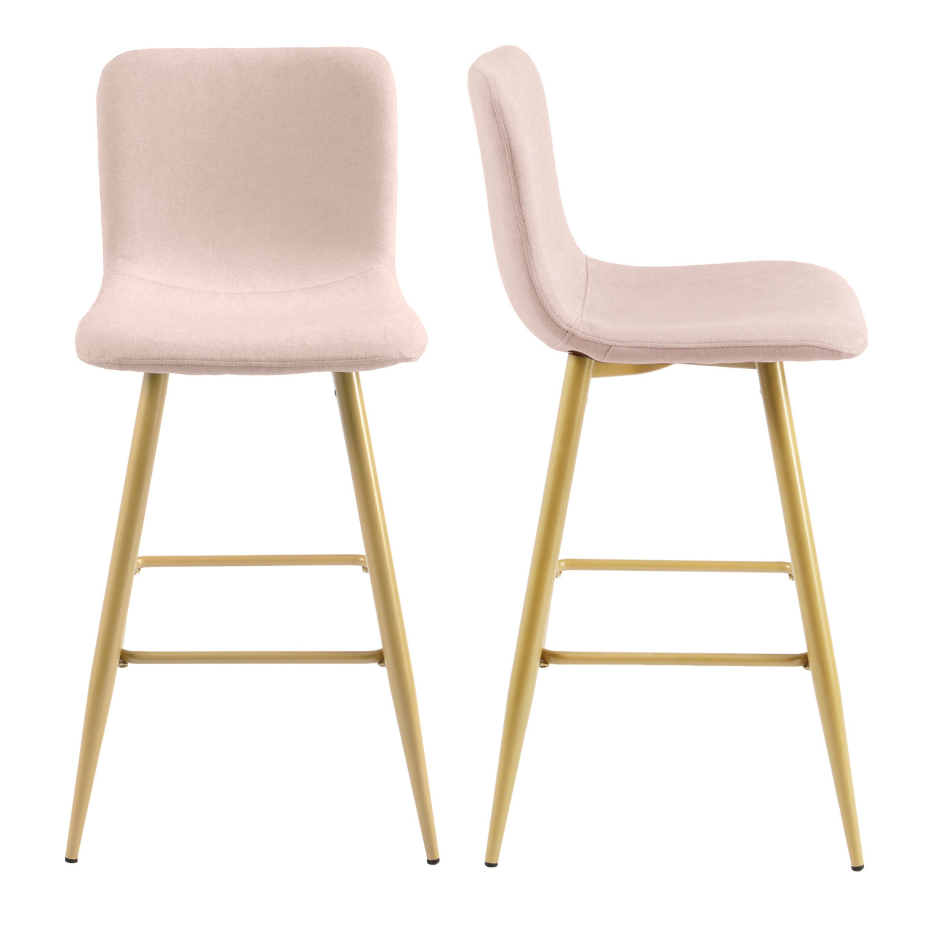 Homy Casa SCARGILL COUNTER 26" Beige Swivel Barstool with Gold Legs for Kitchen Island or Bar Open Box