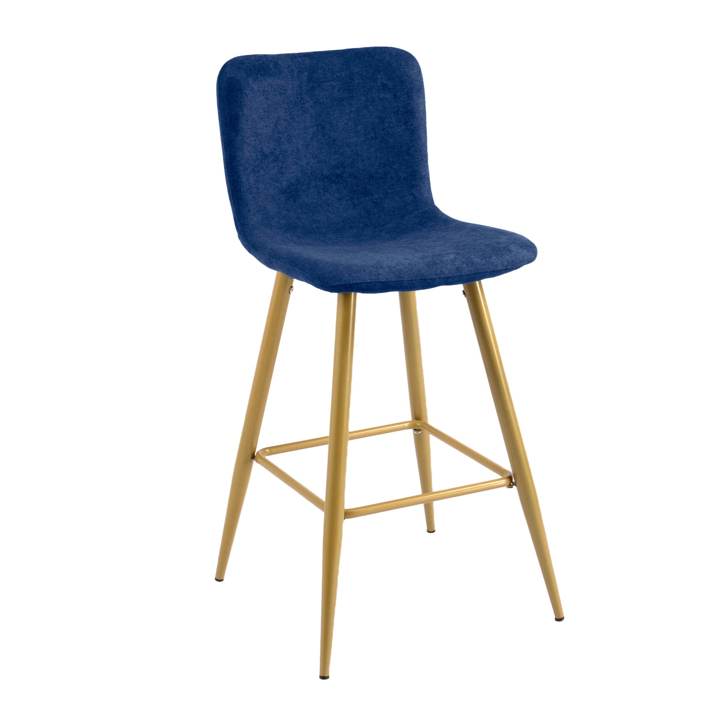Homy Casa SCARGILL COUNTER 26" Navy Blue Bar Stool with Gold Legs for Kitchen Island or Bar Open Box
