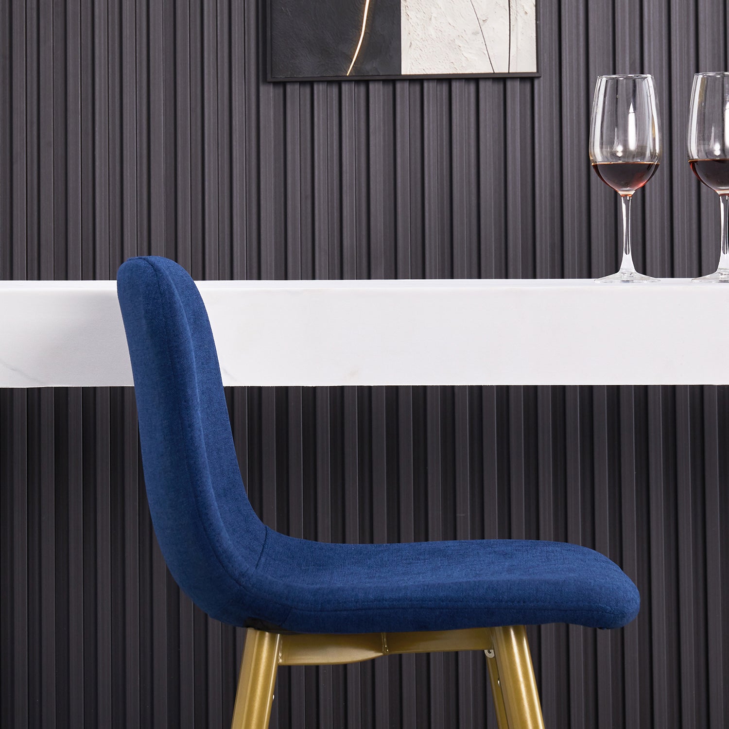 Homy Casa Scargill  30" Modern Fabric Swivel Bar Stool, Navy Blue,Open Box