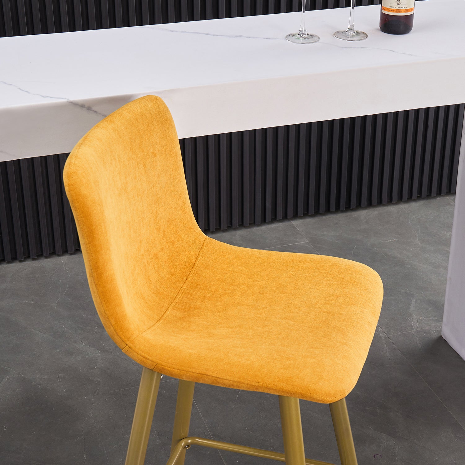 Homy Casa Scargill 26"Modern Terry Fabric Counter Stool, Yellow,Open Box