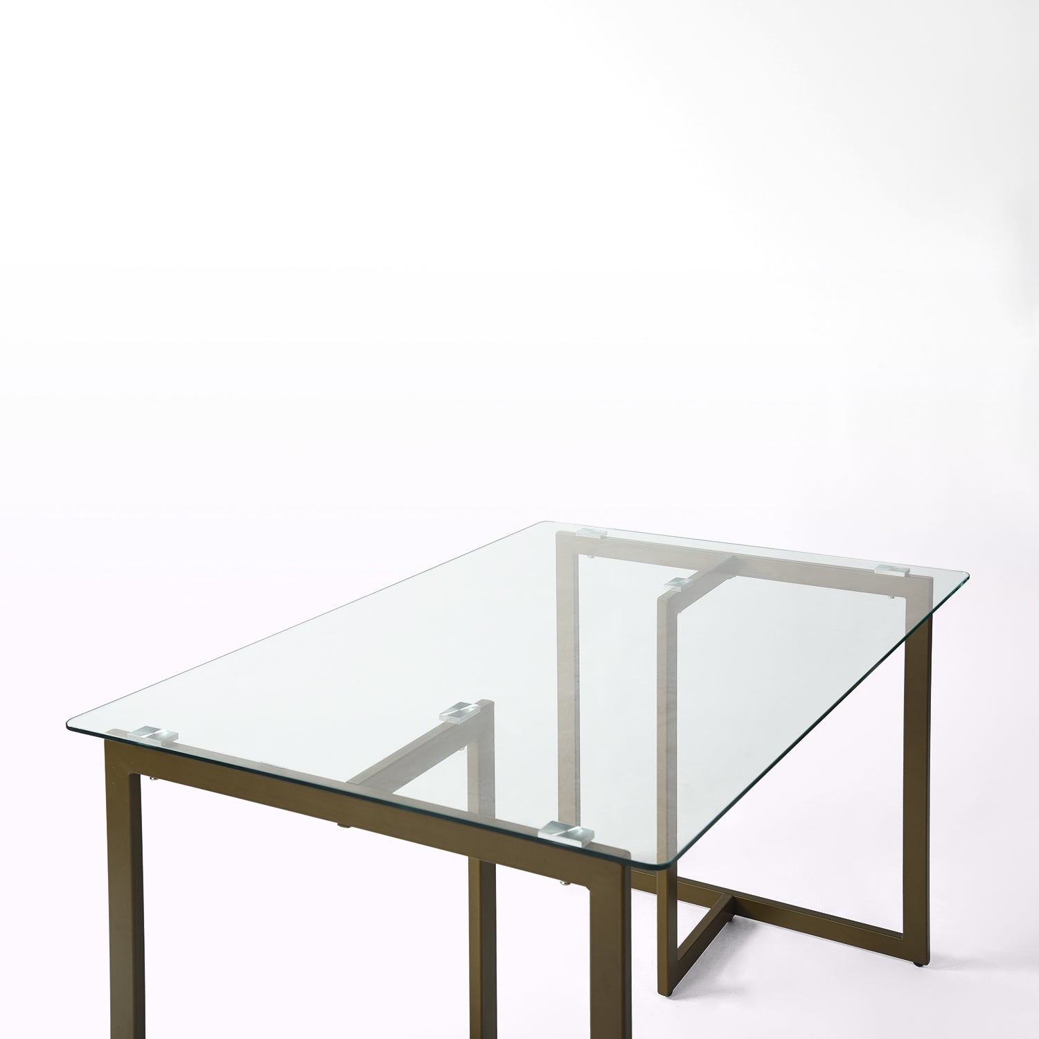 Homy Casa Slip Clear Glass 47"Modern Tempered Glass Dining Table with Golden Base,Open Box