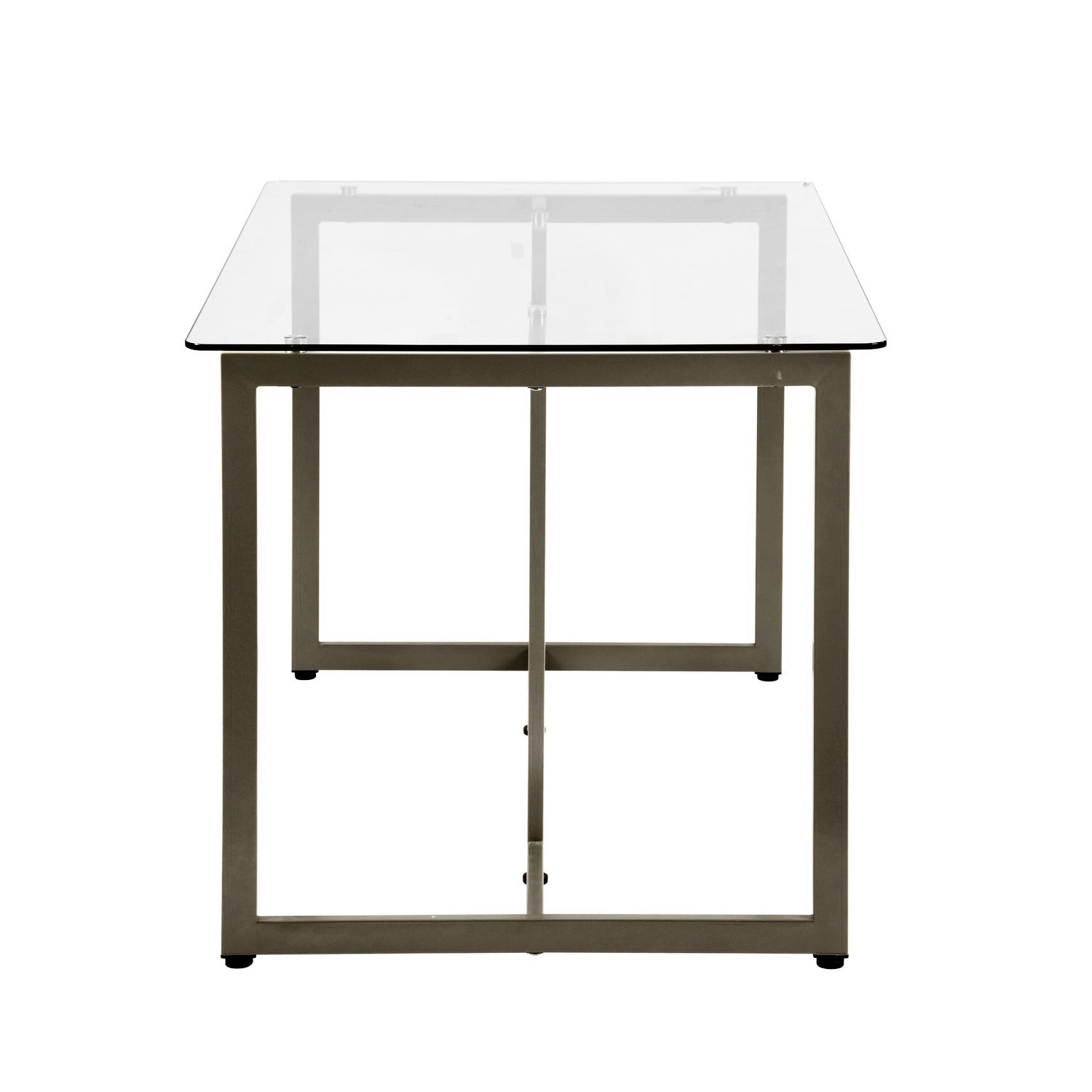 Homy Casa Slip Clear Glass 47"Modern Tempered Glass Dining Table with Golden Base,Open Box