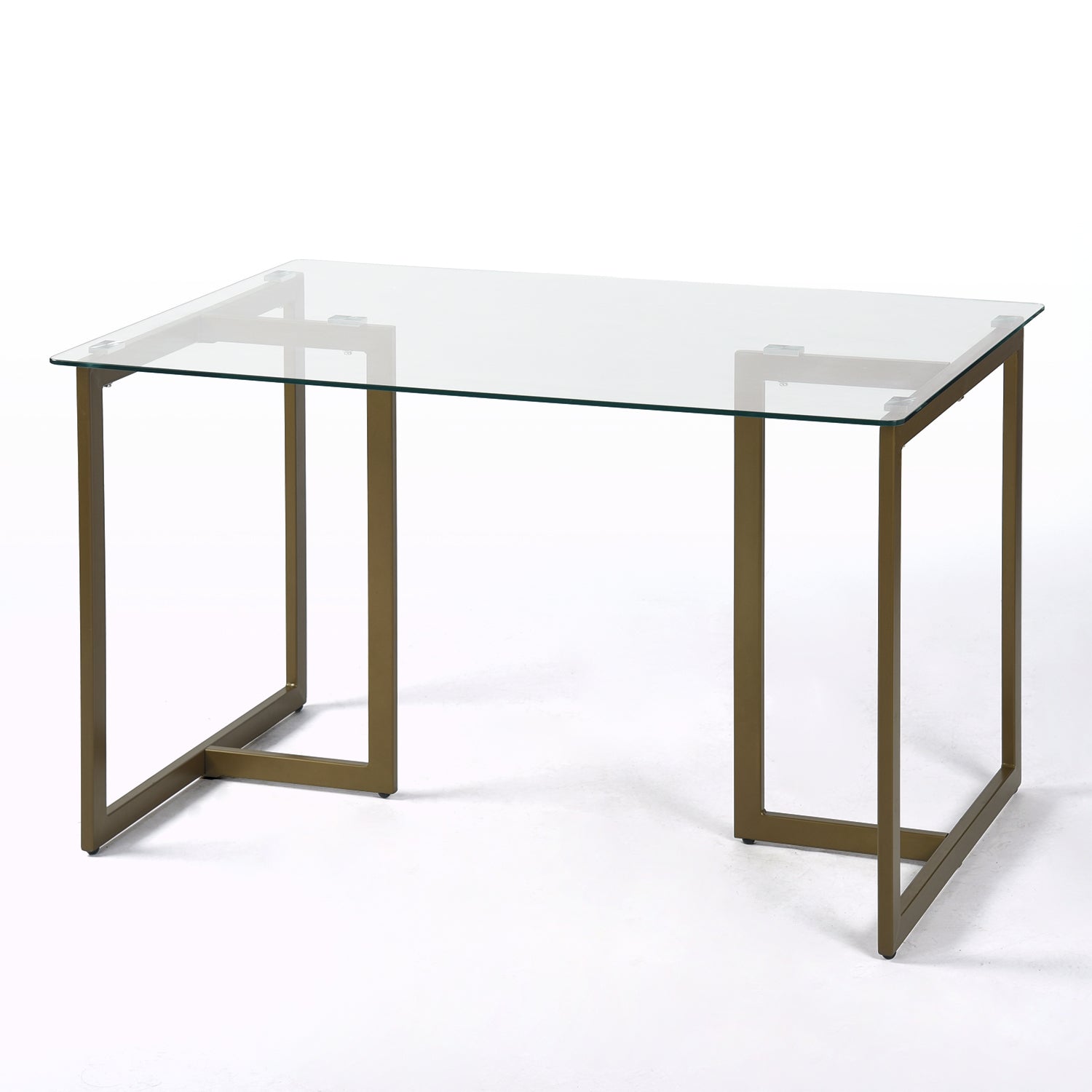 Homy Casa Slip Clear Glass 47"Modern Tempered Glass Dining Table with Golden Base,Open Box