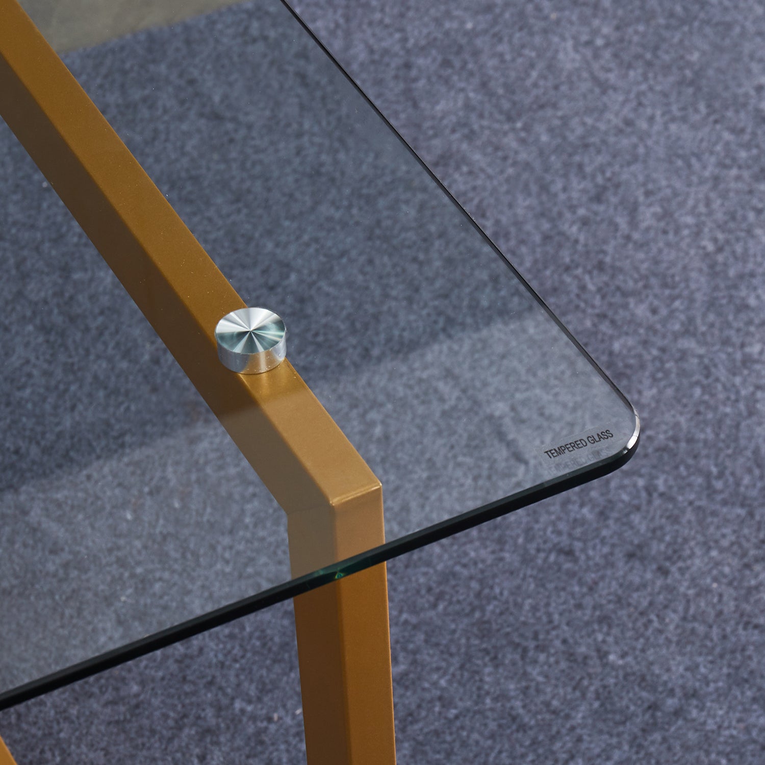 Homy Casa Slip Clear Glass 47"Modern Tempered Glass Dining Table with Golden Base,Open Box