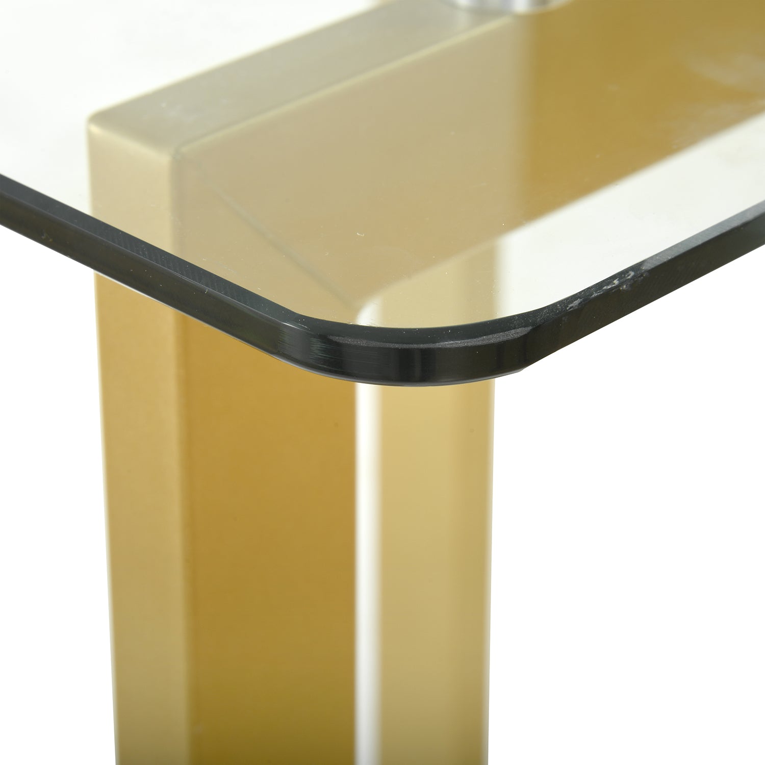 Homy Casa SLIP GLASS GOLD LEG Dining Table "55.1" x 31.5" x 29.5" for Dining and Workspace Open Box