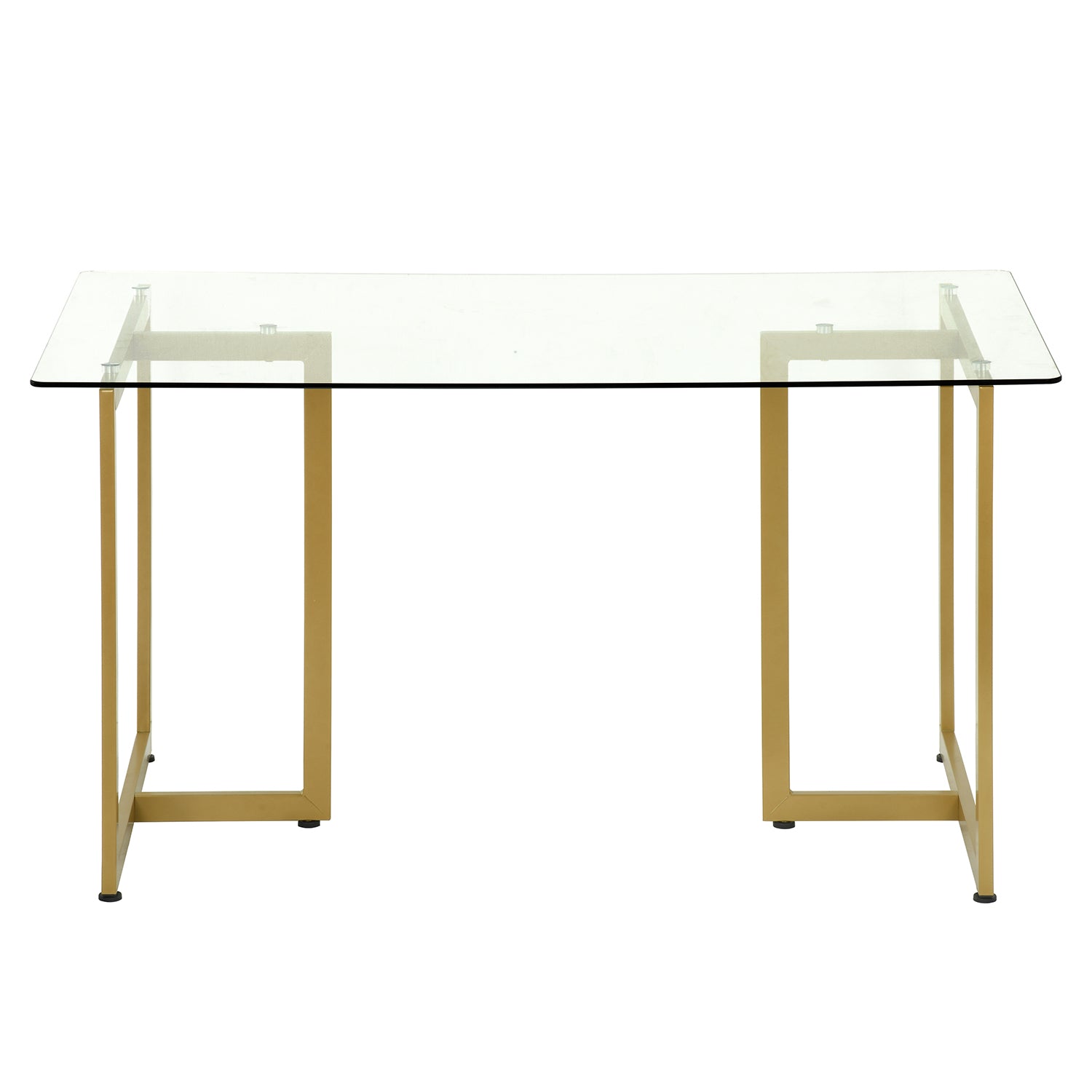 Homy Casa SLIP GLASS GOLD LEG Dining Table "55.1" x 31.5" x 29.5" for Dining and Workspace Open Box