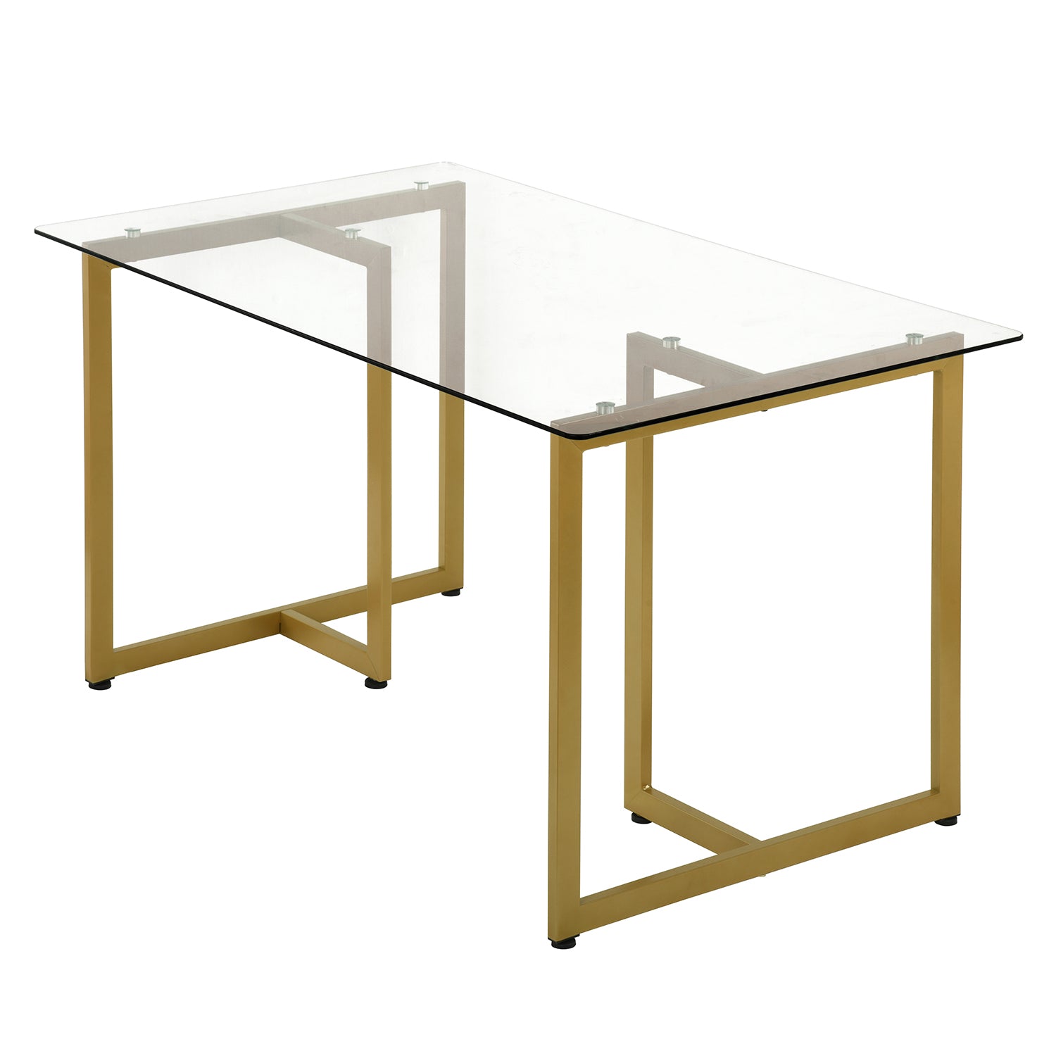 Homy Casa SLIP GLASS GOLD LEG Dining Table "55.1" x 31.5" x 29.5" for Dining and Workspace Open Box