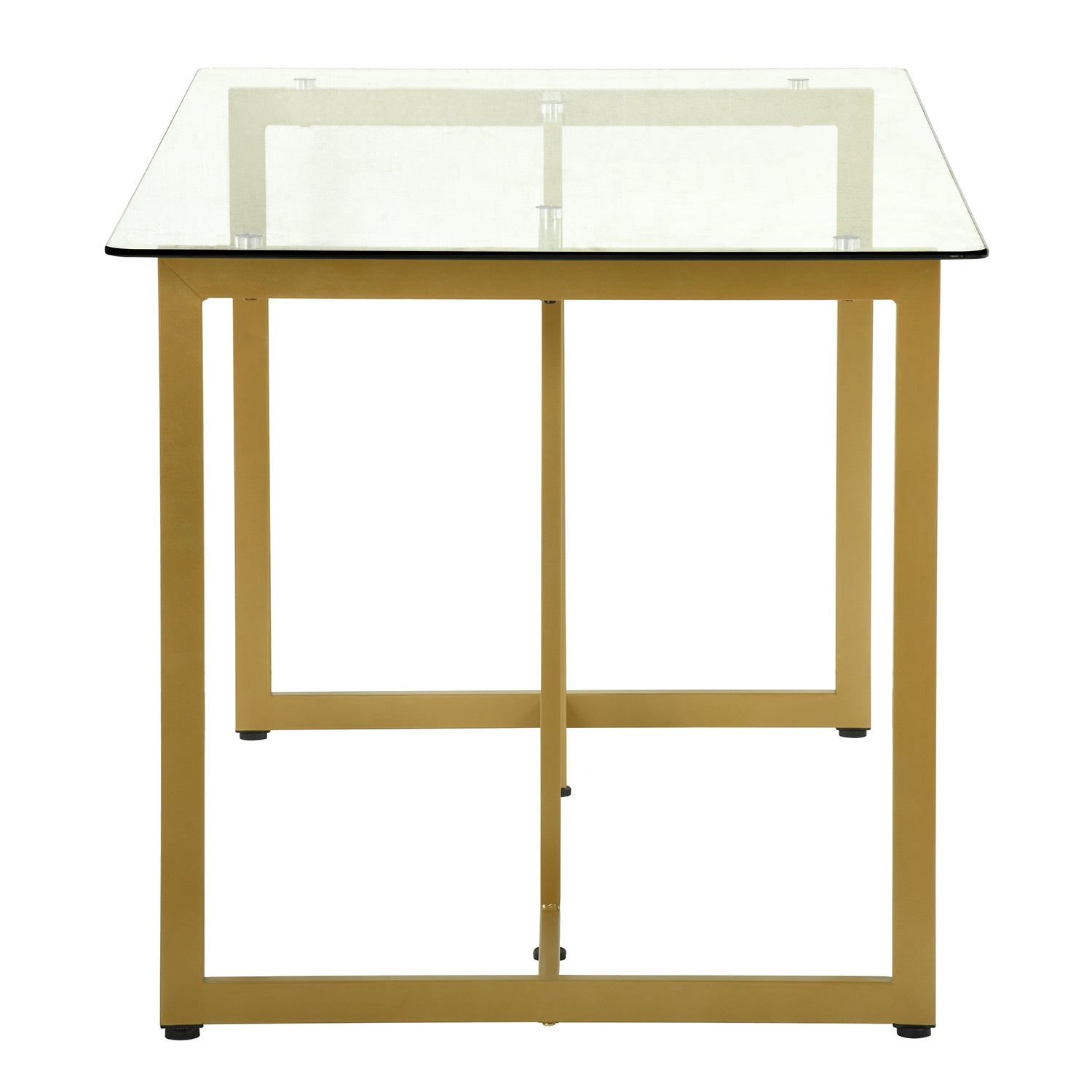 Homy Casa SLIP GLASS GOLD LEG Dining Table "55.1" x 31.5" x 29.5" for Dining and Workspace Open Box