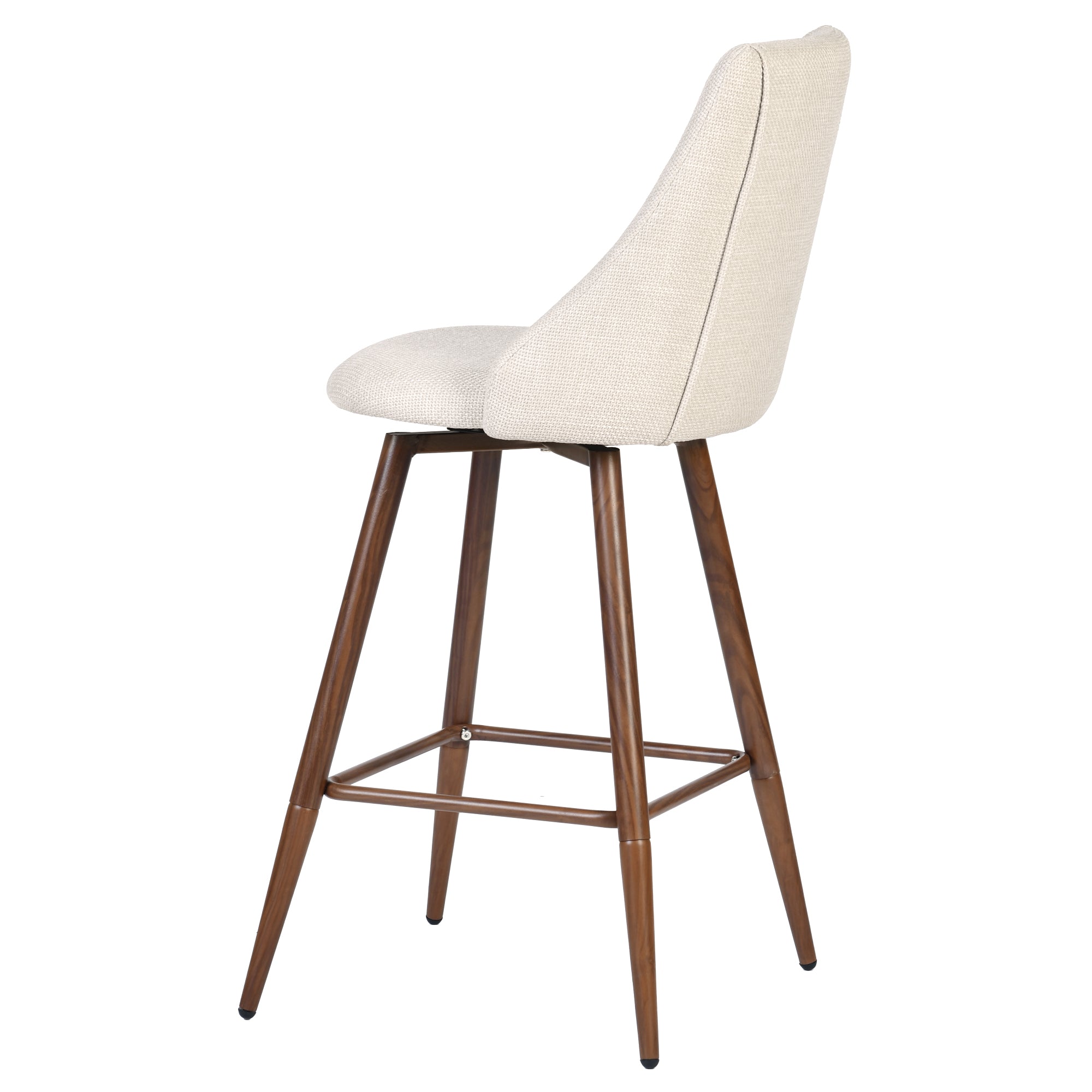 Smeg 26" Upholstered Swivel Counter Stools with Walnut-Tone Metal Legs Set of 2