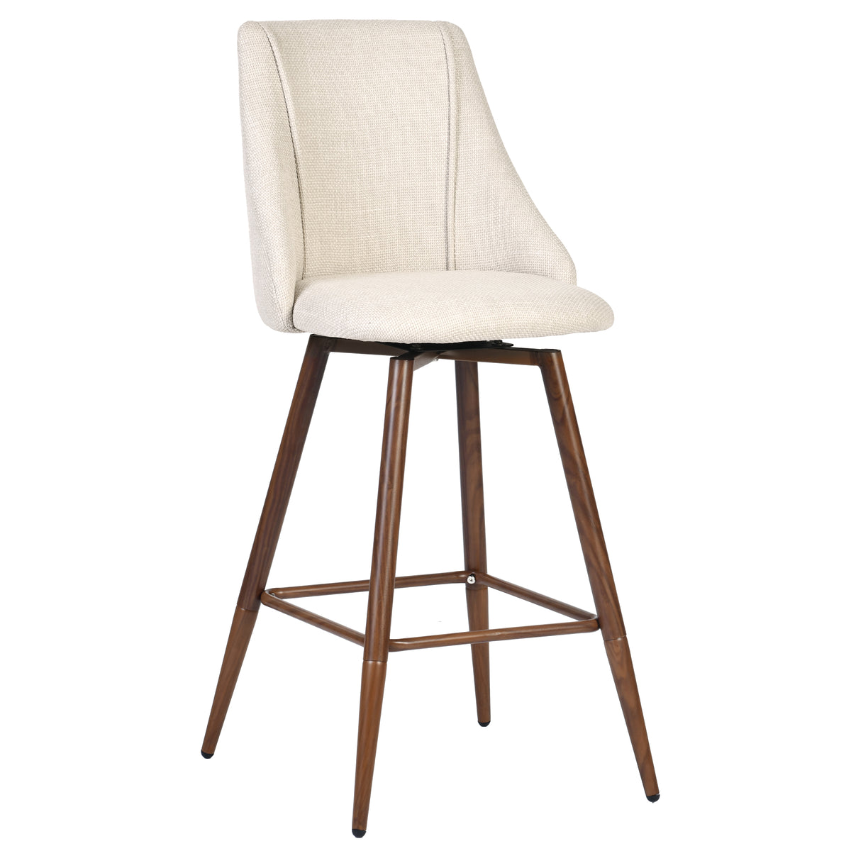 Smeg 26" Upholstered Swivel Counter Stools with Walnut-Tone Metal Legs Set of 2