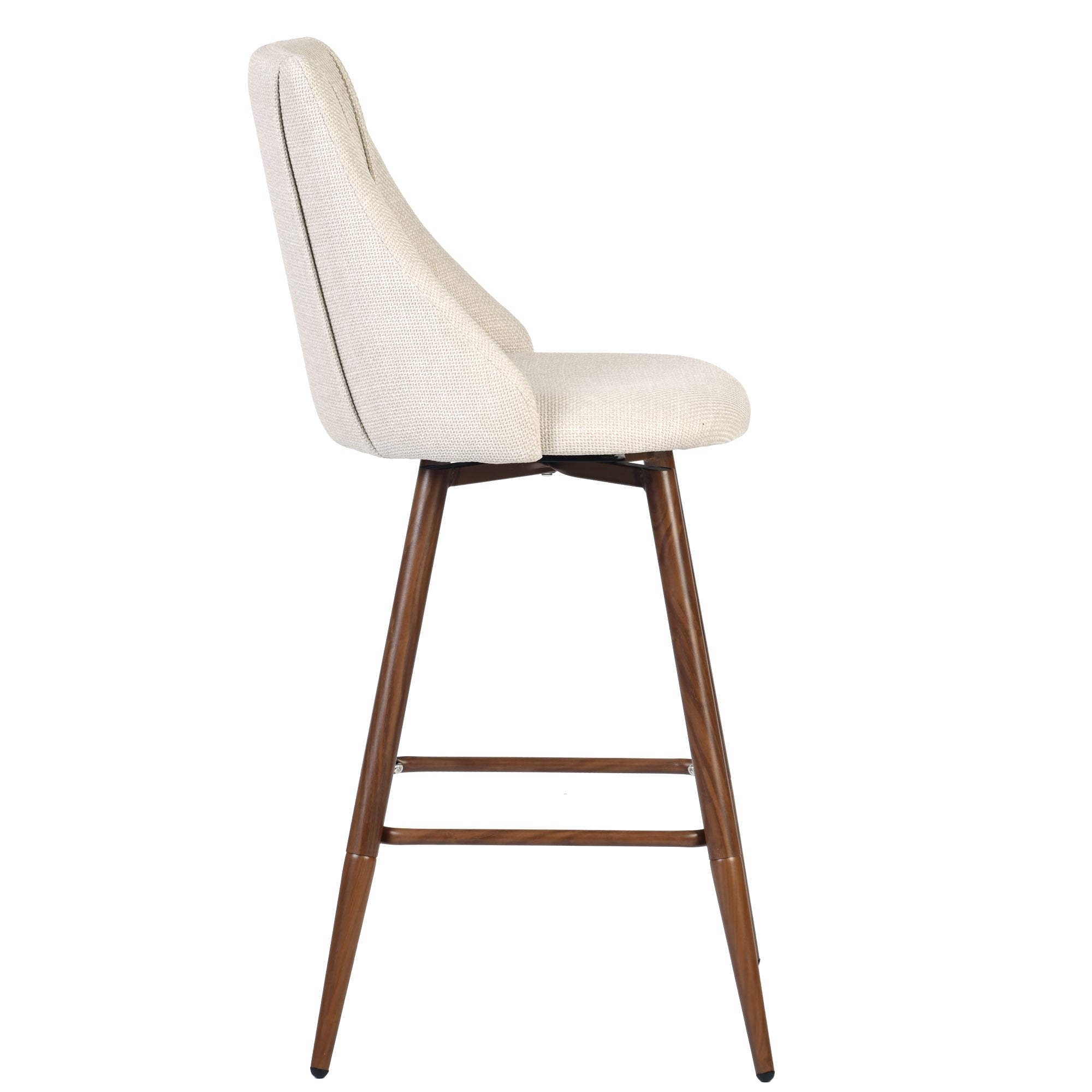 Smeg 26" Upholstered Swivel Counter Stools with Walnut-Tone Metal Legs Set of 2