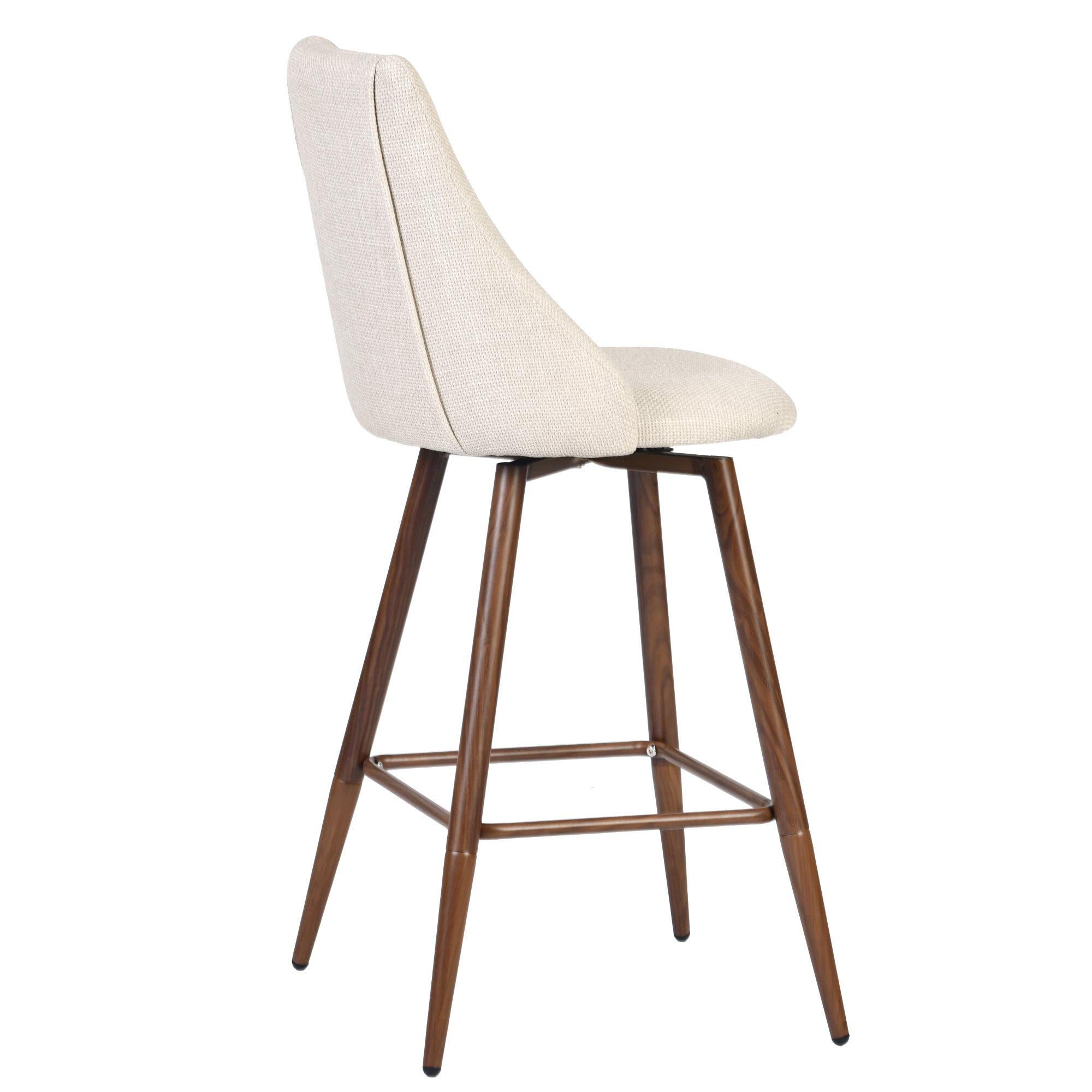 Smeg 26" Upholstered Swivel Counter Stools with Walnut-Tone Metal Legs Set of 2