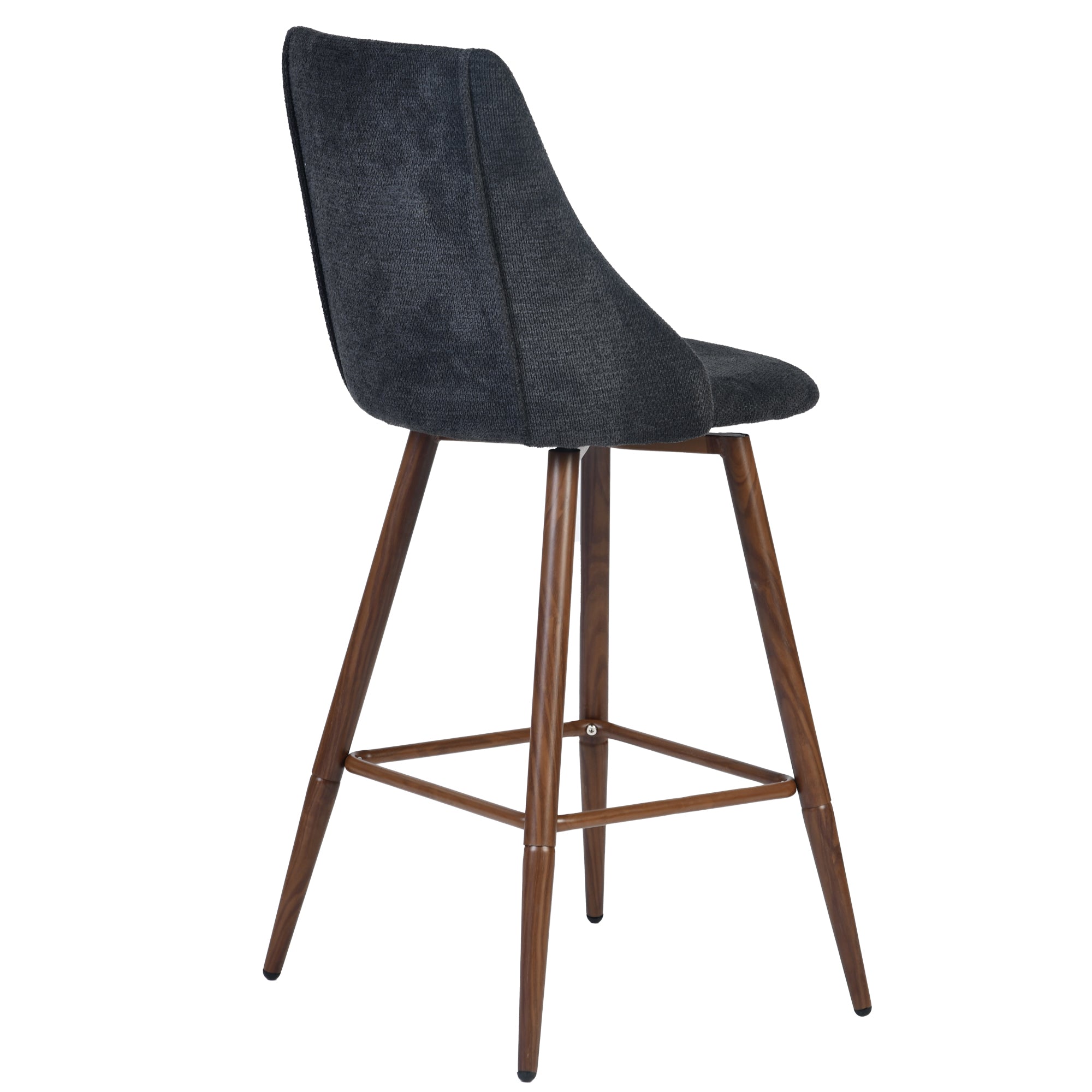Smeg 26" Upholstered Swivel Counter Stools with Walnut-Tone Metal Legs Set of 2
