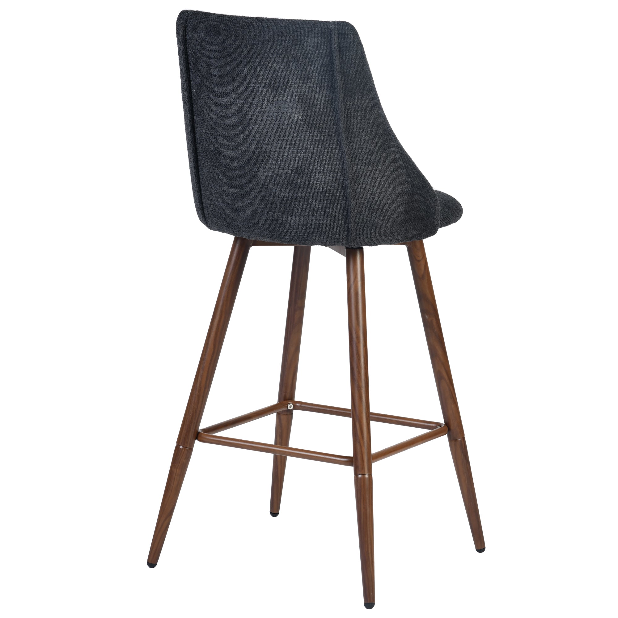 Smeg 26" Upholstered Swivel Counter Stools with Walnut-Tone Metal Legs Set of 2