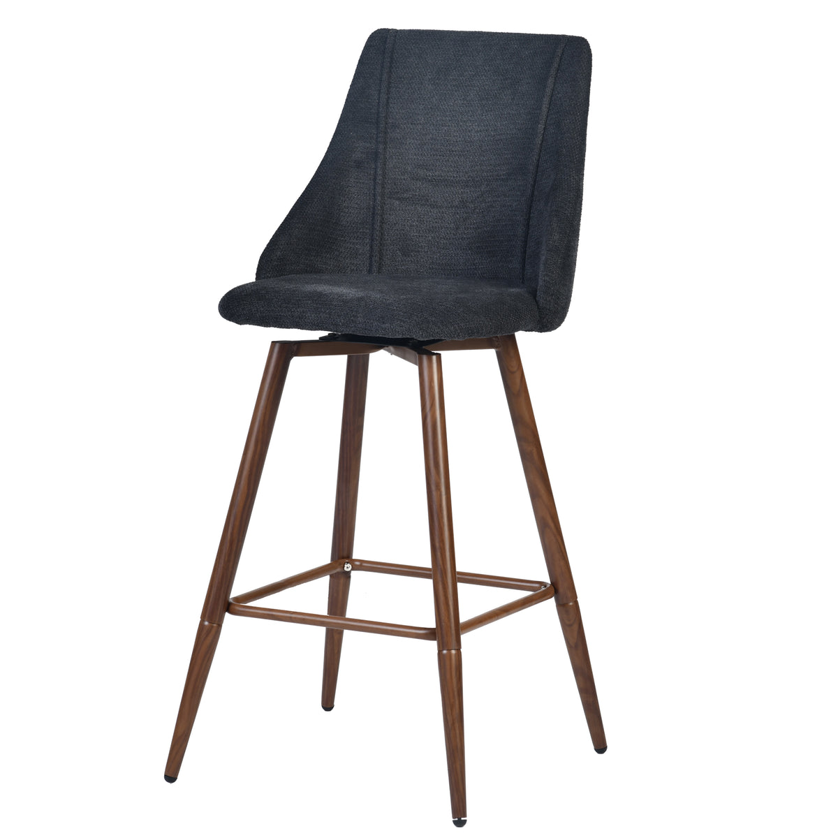 Smeg 26" Upholstered Swivel Counter Stools with Walnut-Tone Metal Legs Set of 2