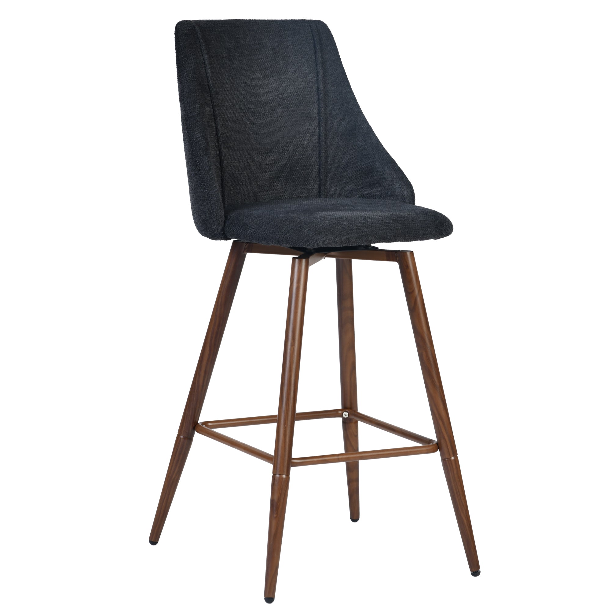 Smeg 26" Upholstered Swivel Counter Stools with Walnut-Tone Metal Legs Set of 2