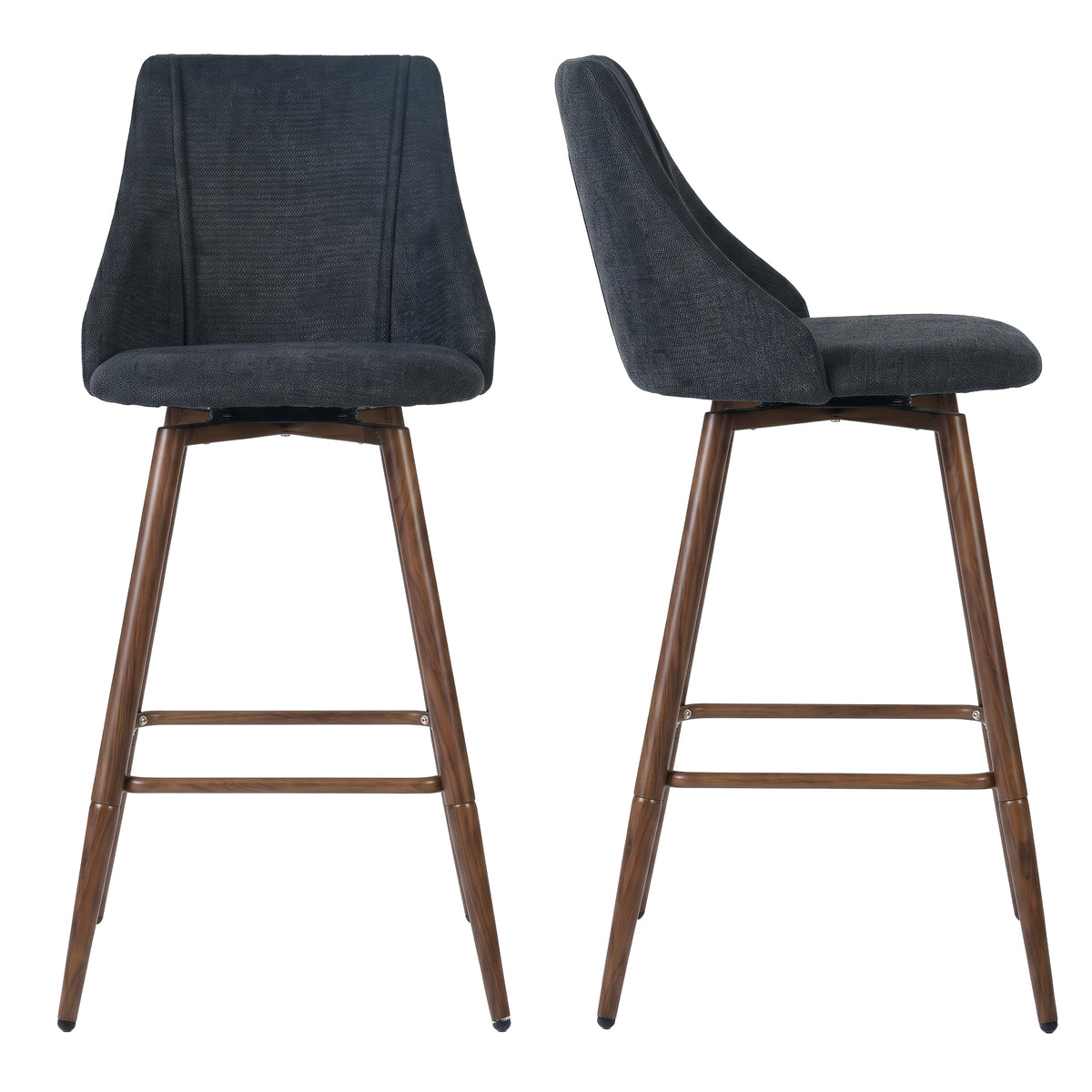 Smeg 26" Upholstered Swivel Counter Stools with Walnut-Tone Metal Legs Set of 2