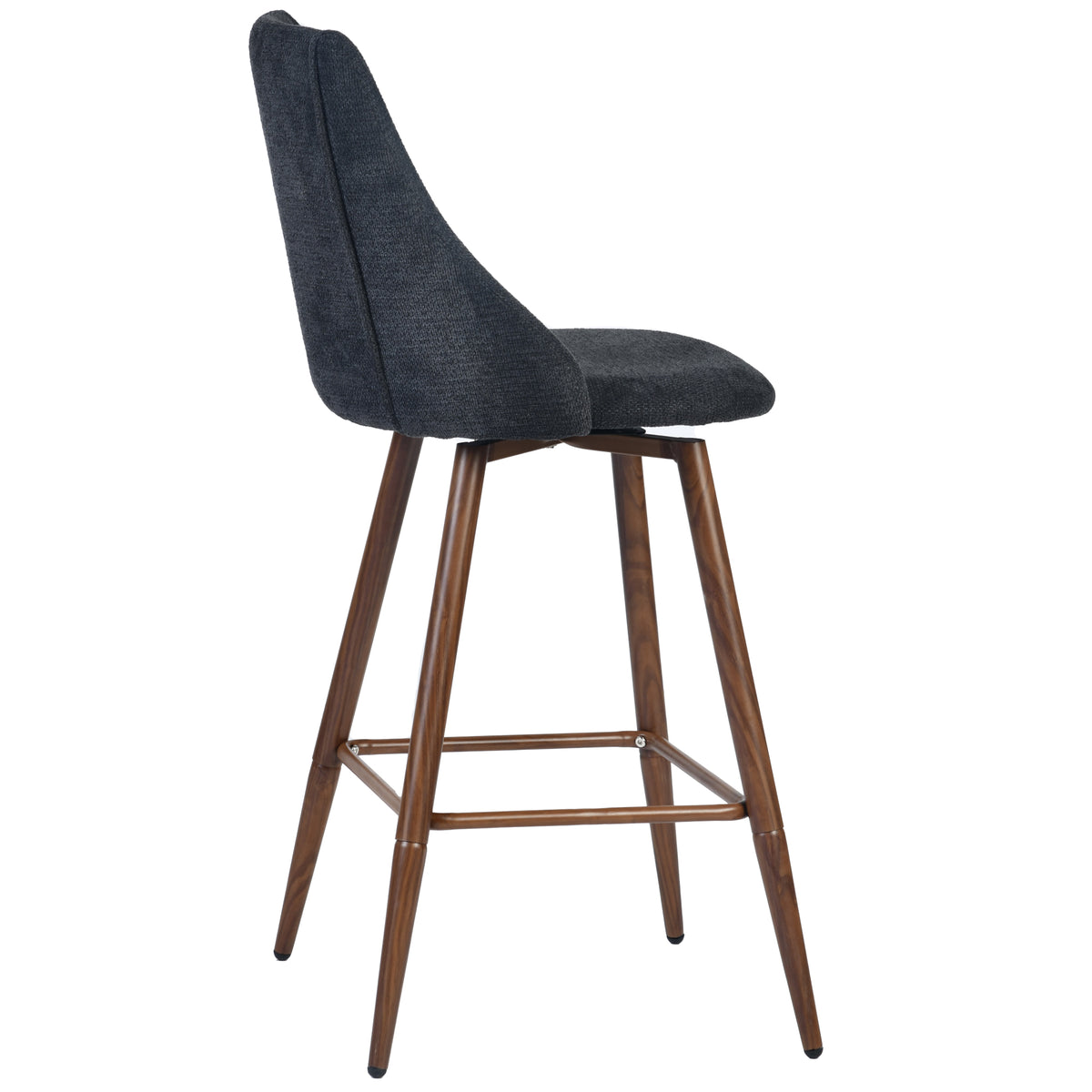 Smeg 26" Upholstered Swivel Counter Stools with Walnut-Tone Metal Legs Set of 2